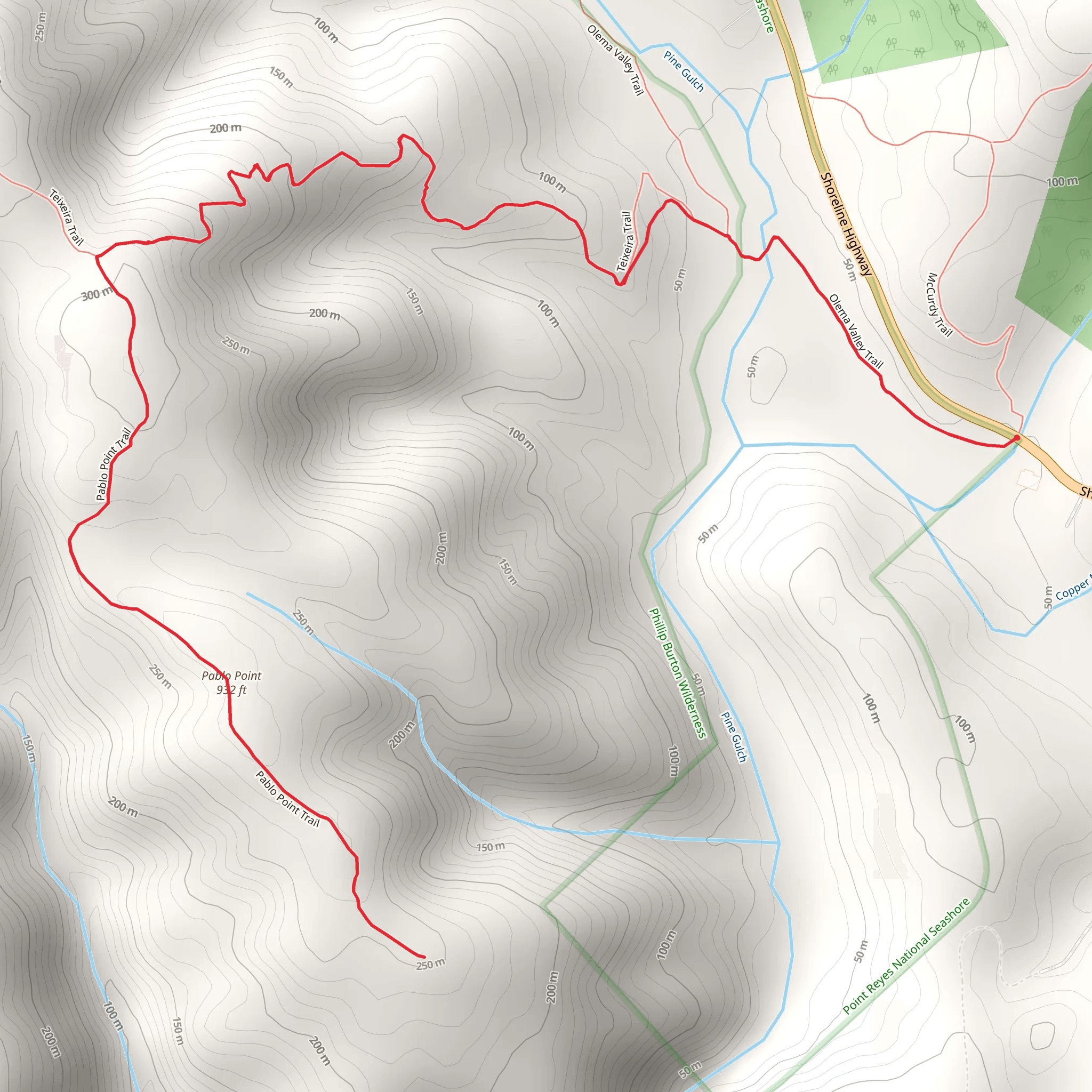 Pablo Point Trail Via Olema Valley Trail mobile static map