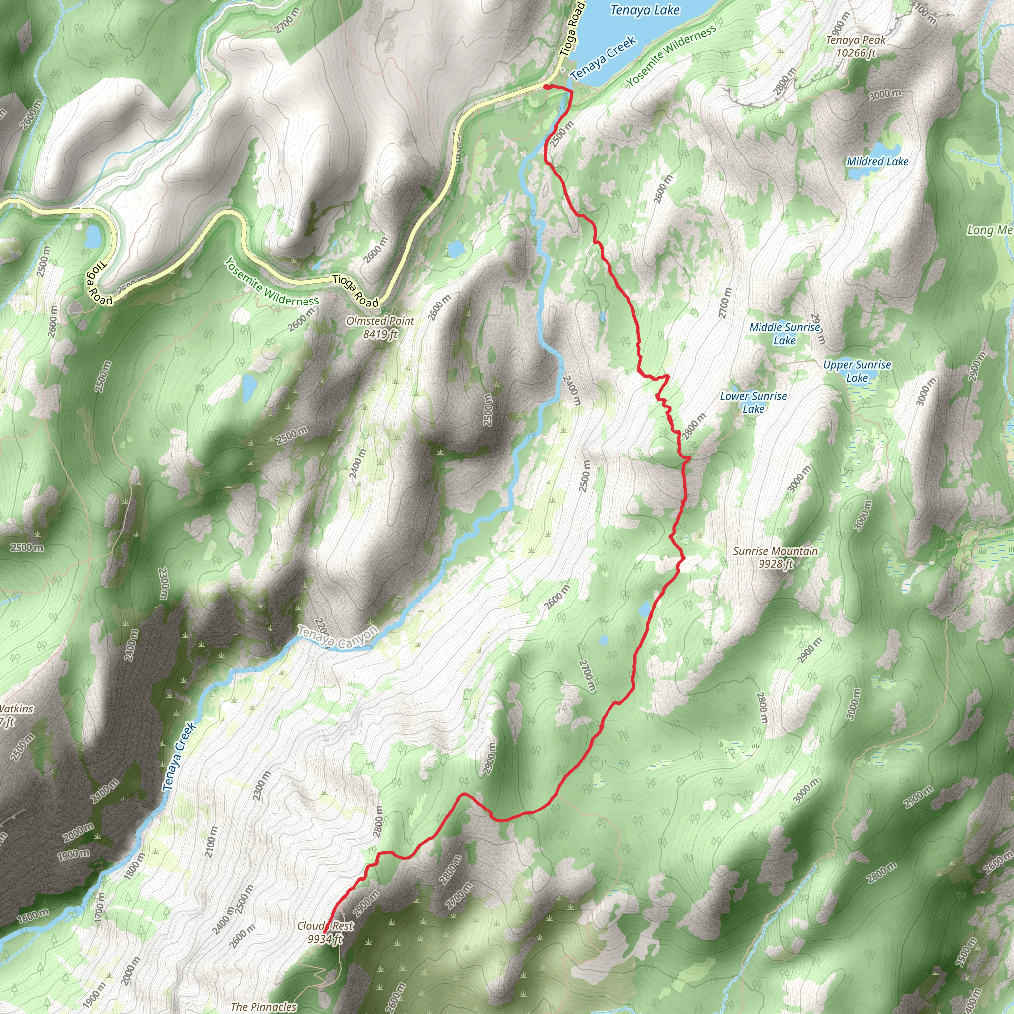 Clouds Rest Trail mobile static map