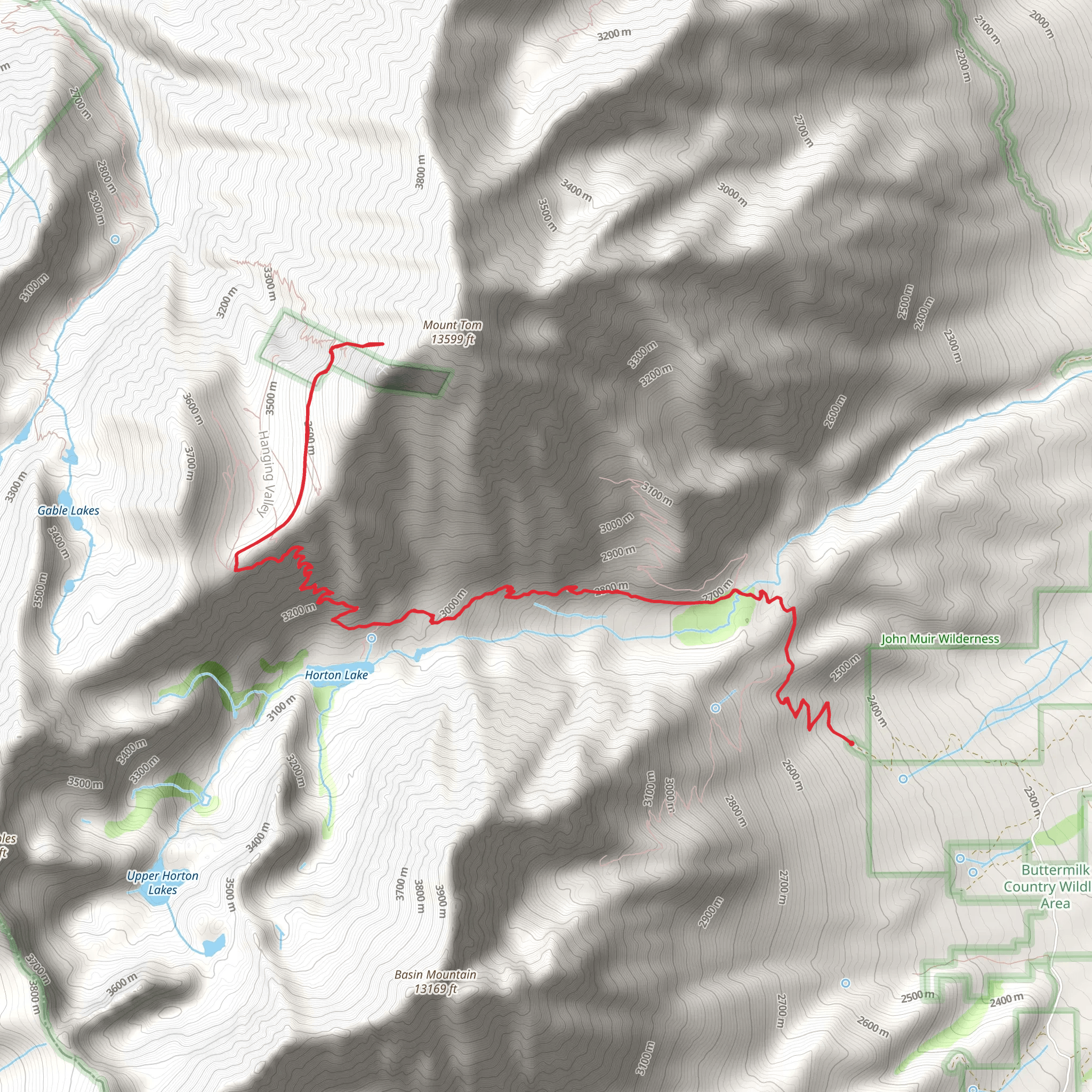 Mount Tom via Horton Lakes Trail mobile static map