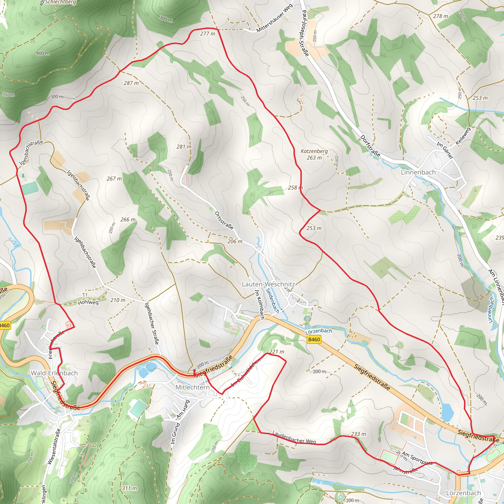 Laudenbacher Weg and Ober Ramstadt Wiesenbach Loop mobile static map
