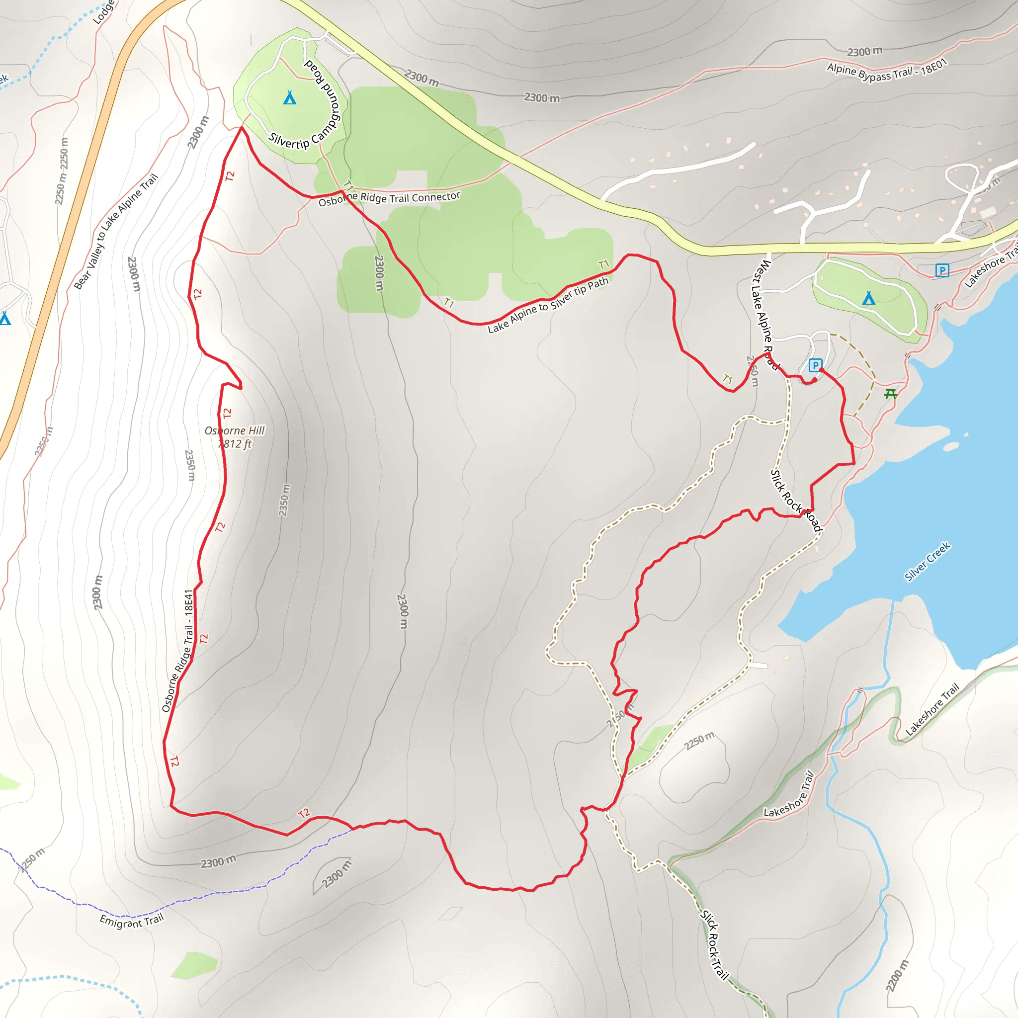 Osborne Hill via Osborne Ridge Trail and Emigrant Trail mobile static map