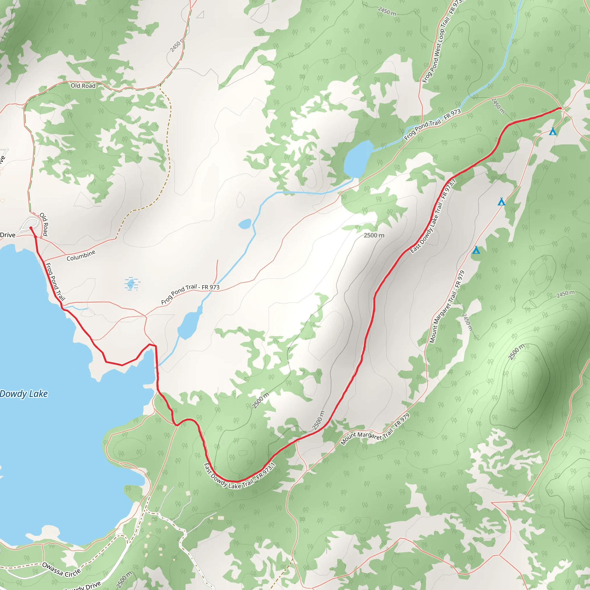 East Dowdy Lake Trail mobile static map