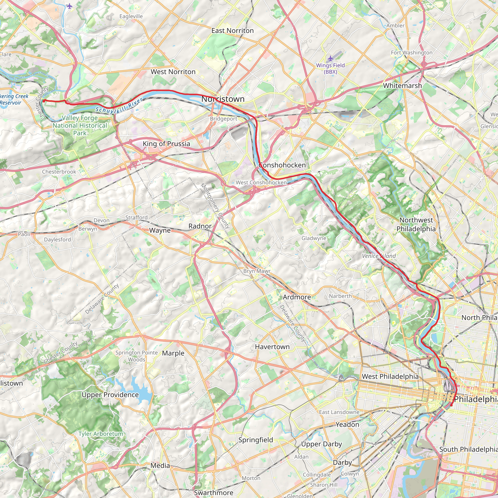 Schuylkill River Trail mobile static map