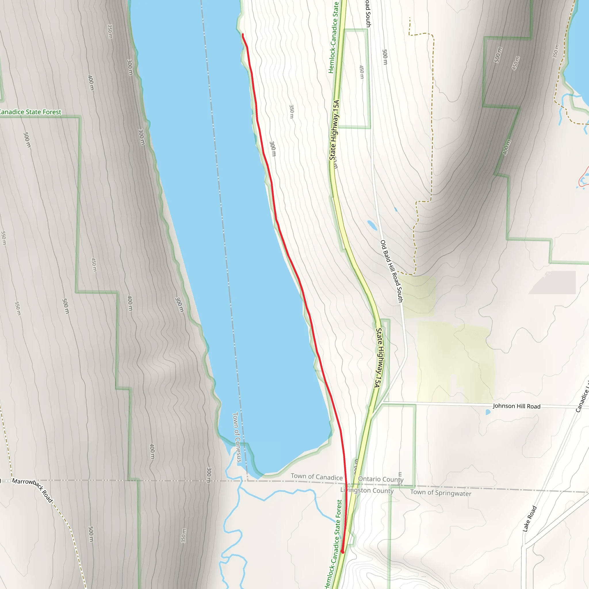 Hemlock Lake South Shore Short Trail mobile static map