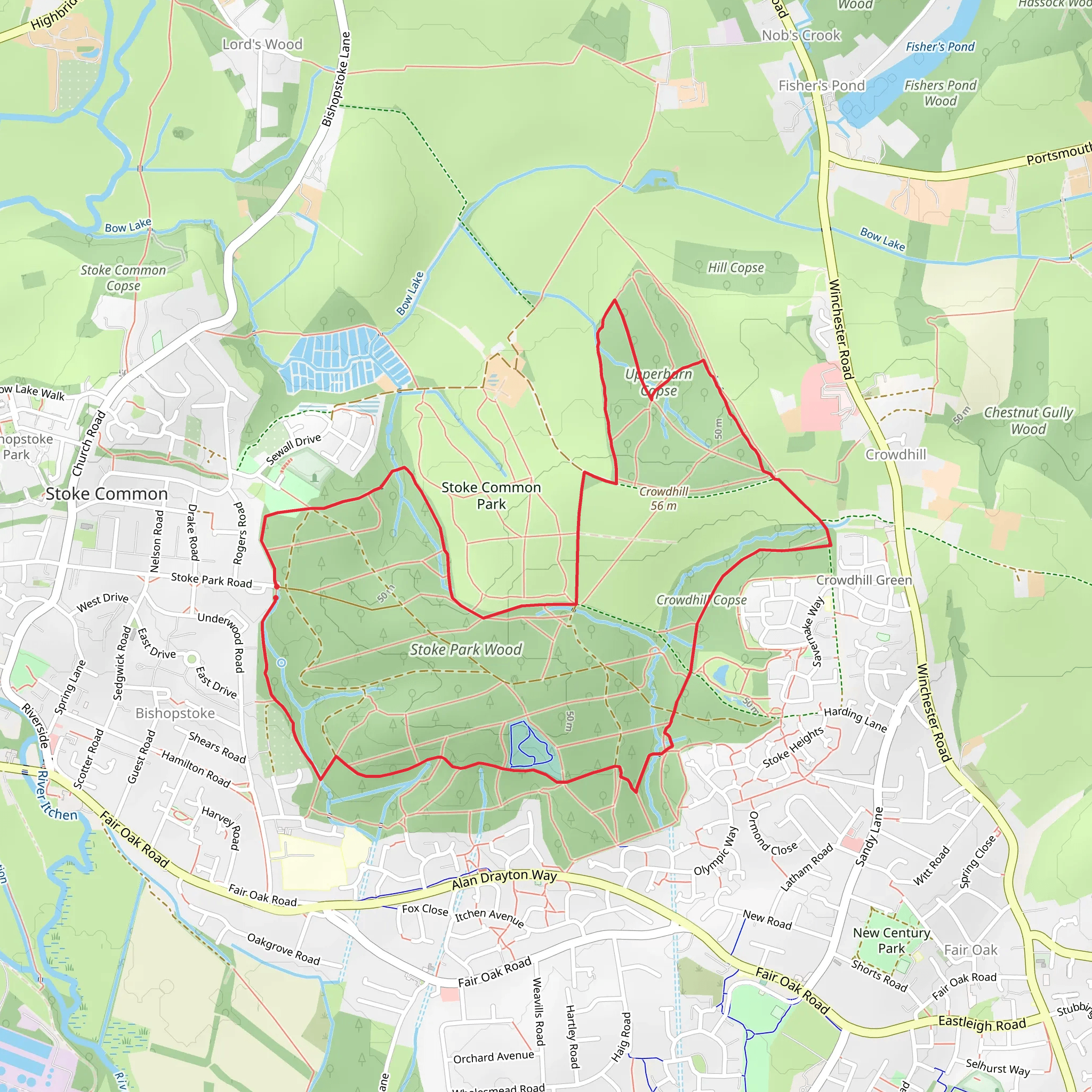 Stoke Park Wood and Upperbarn Copse Loop mobile static map