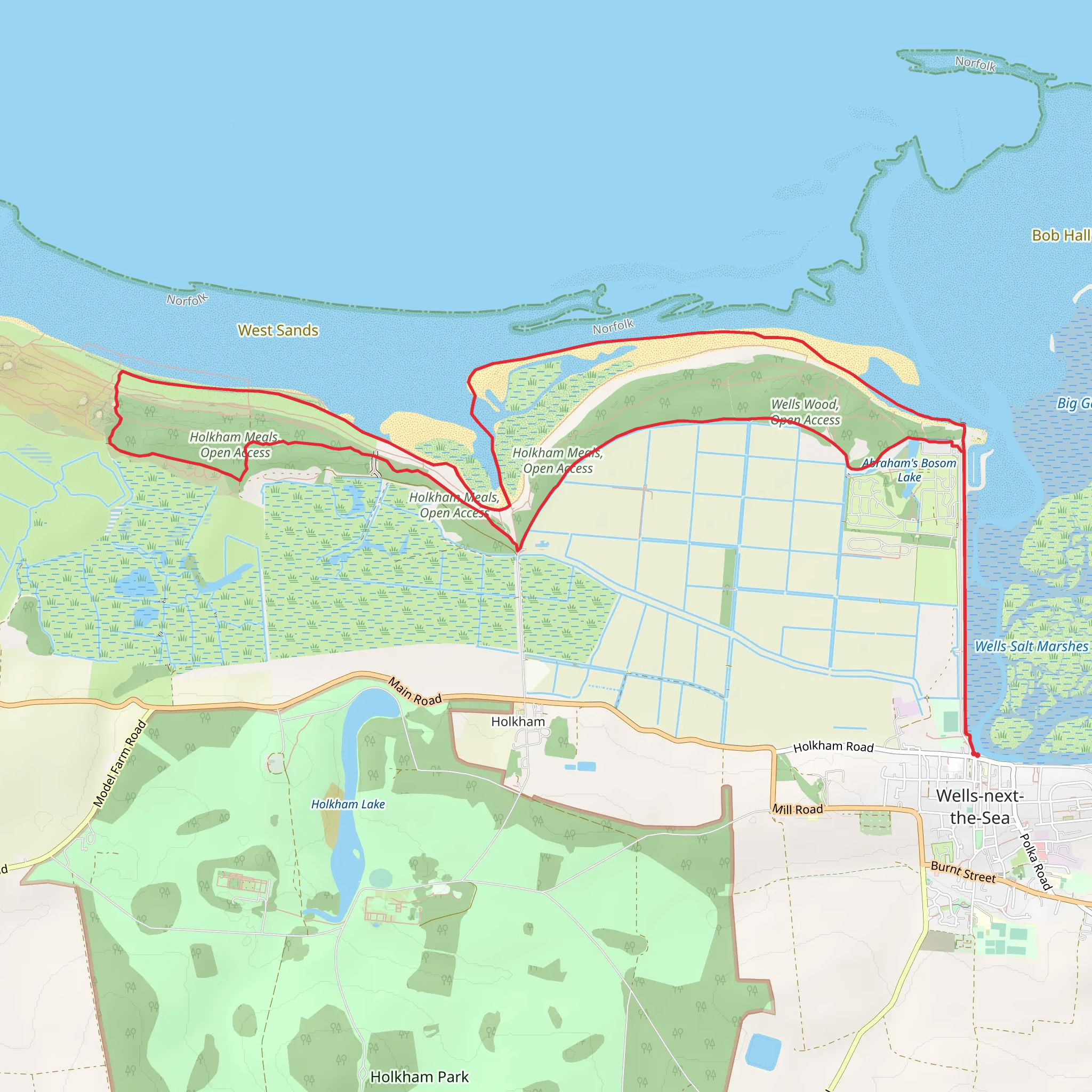 Wells Harbour and Holkham Naturist Beach Loop mobile static map