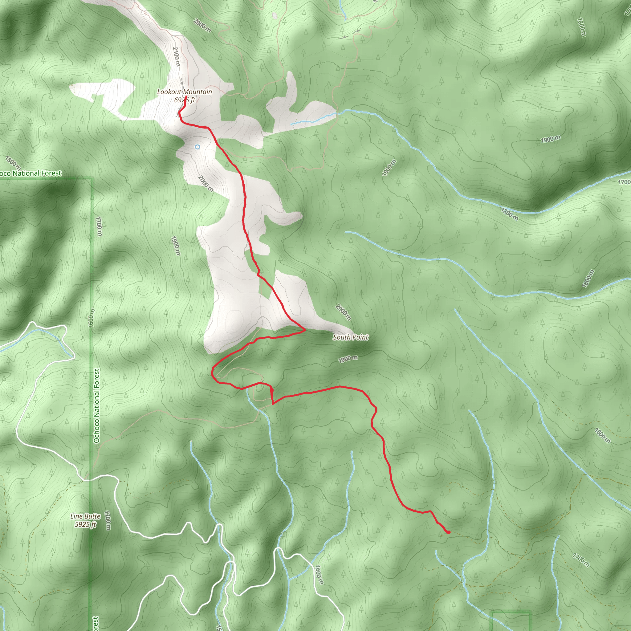 Lookout Mountain via Line Butte Tie Trail mobile static map