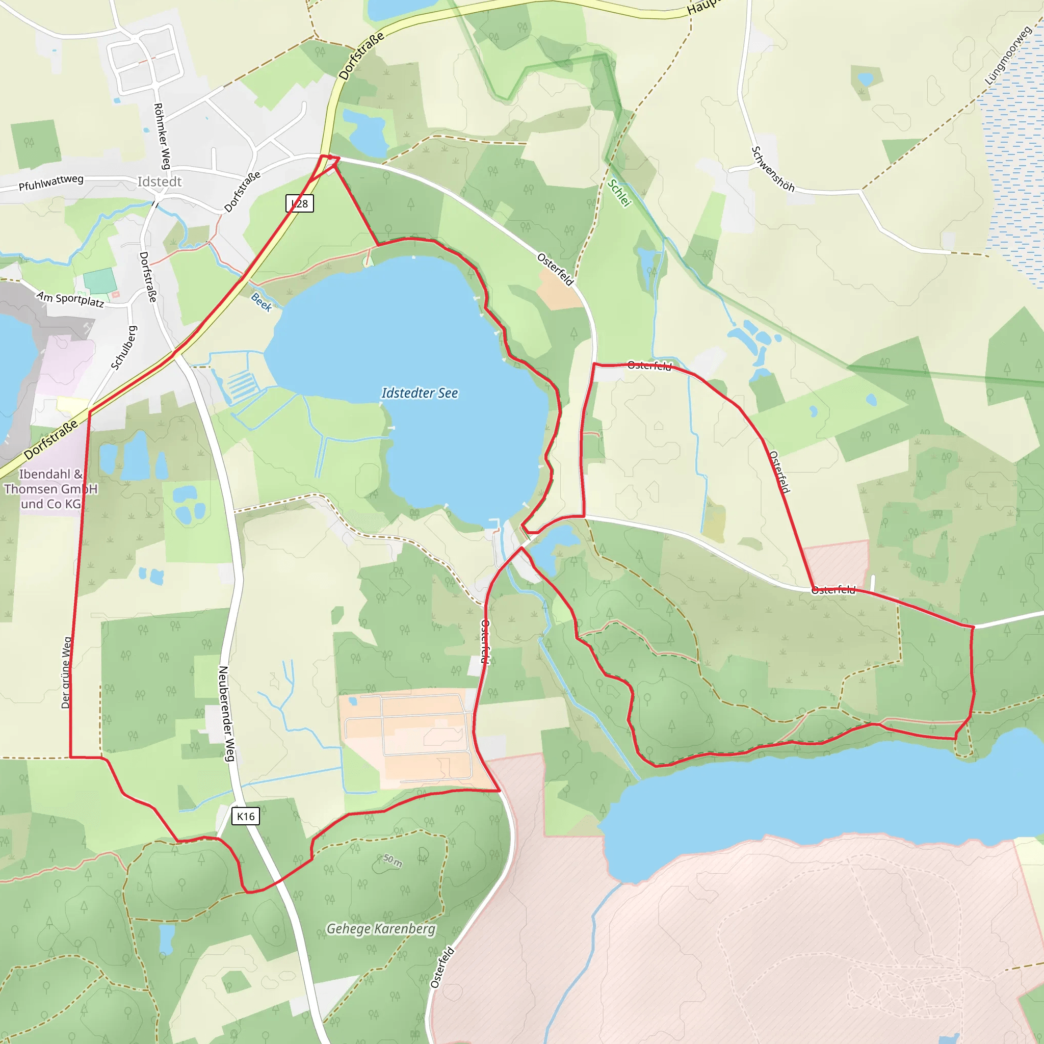 Idstedter See via Wanderroute Rot and Blau mobile static map