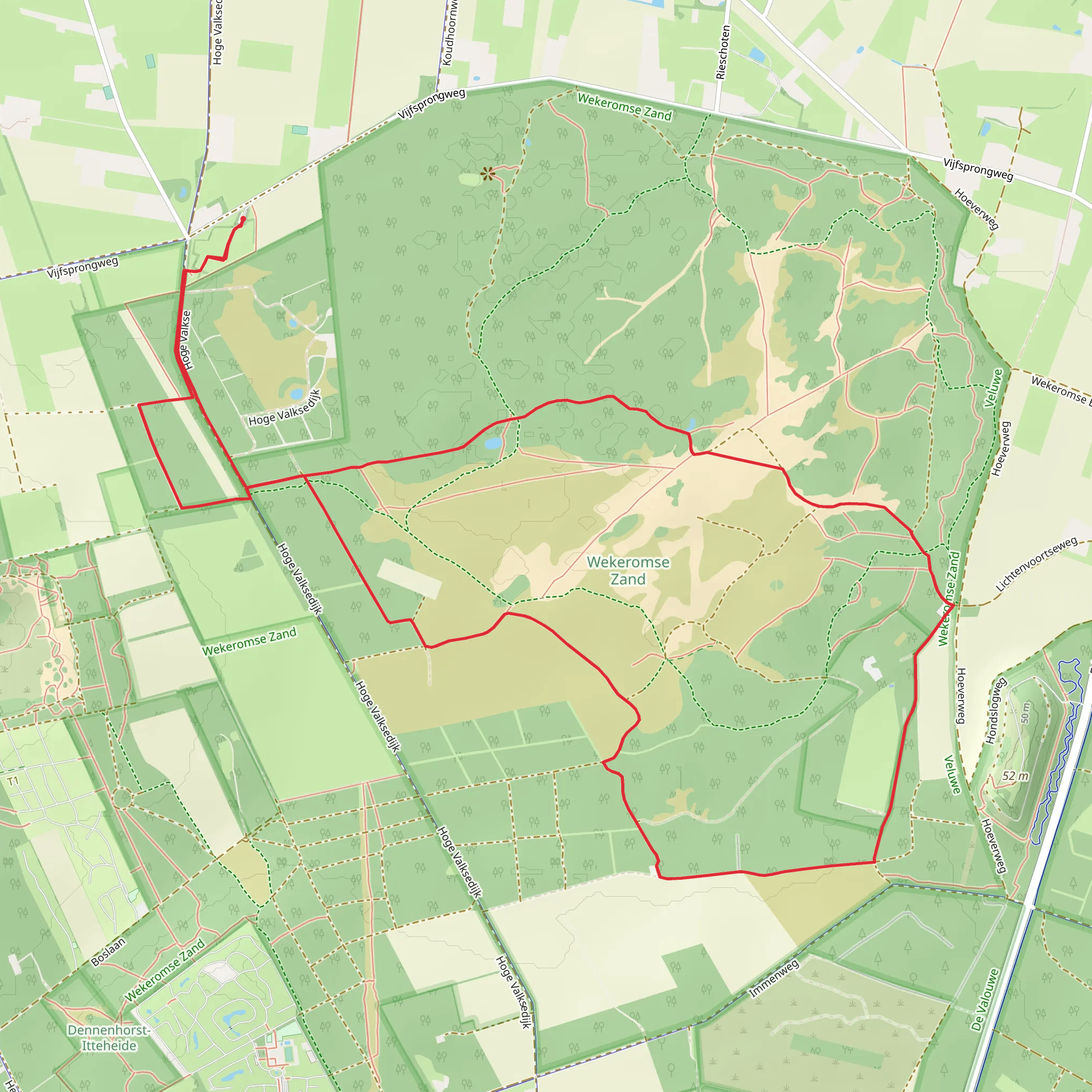 Wekeromse Zand and De Olde Plak Loop mobile static map
