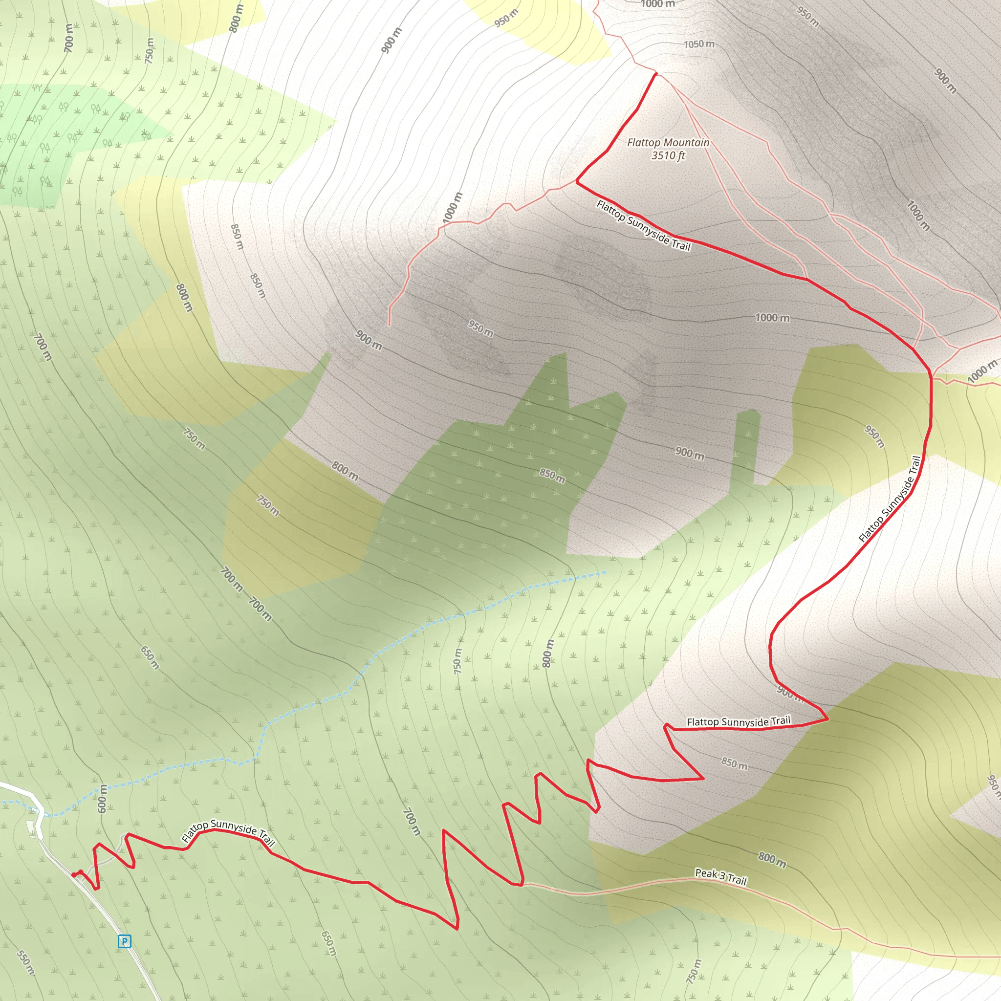 Flattop Sunnyside Trail mobile static map