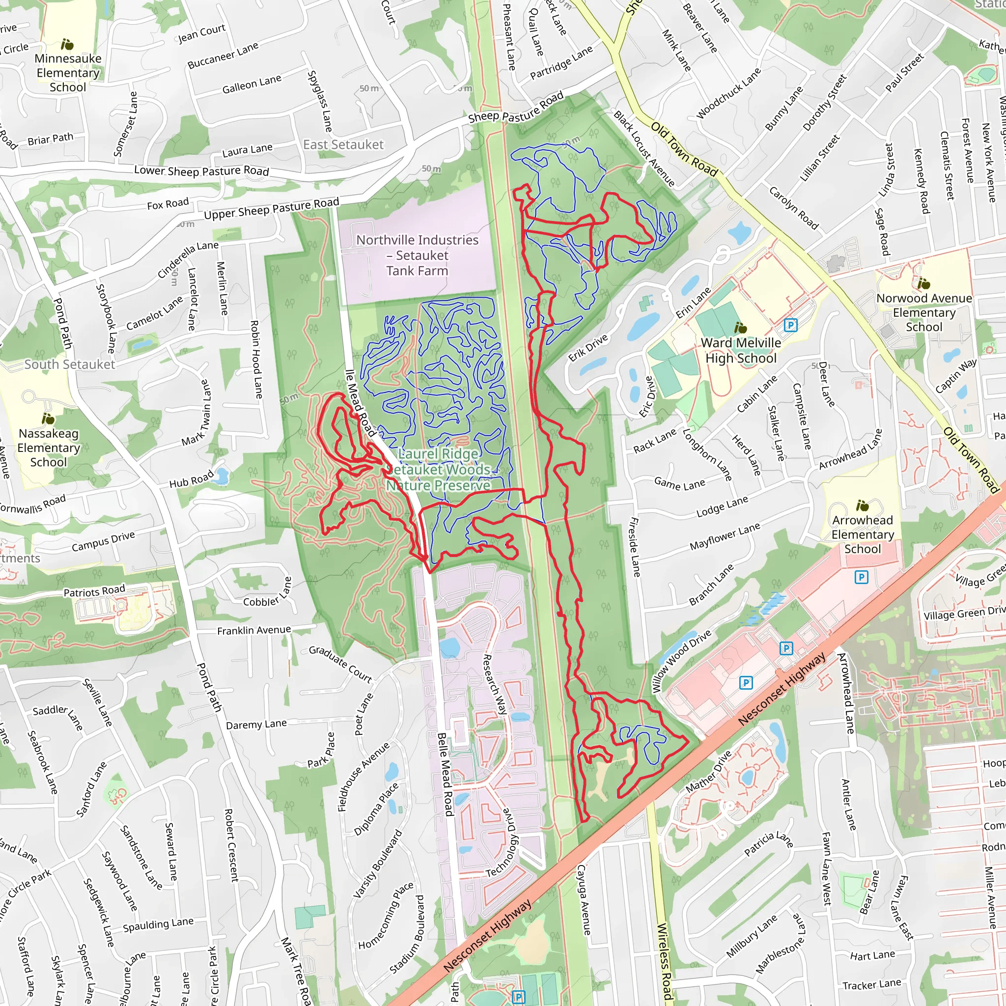 Setauket Park Trail mobile static map