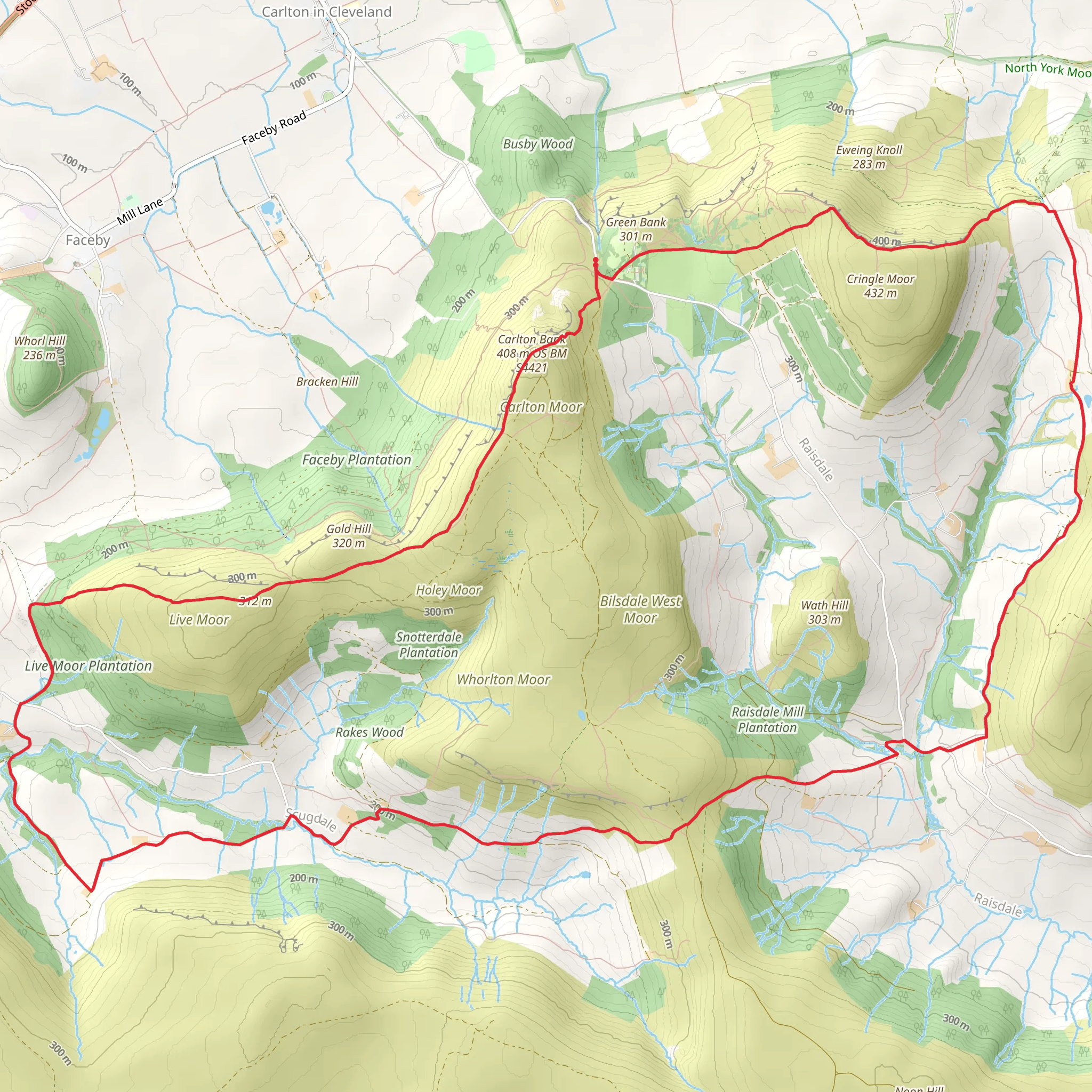 Carlton Bank - Scugdale - Raisdale and Kirby Bank mobile static map