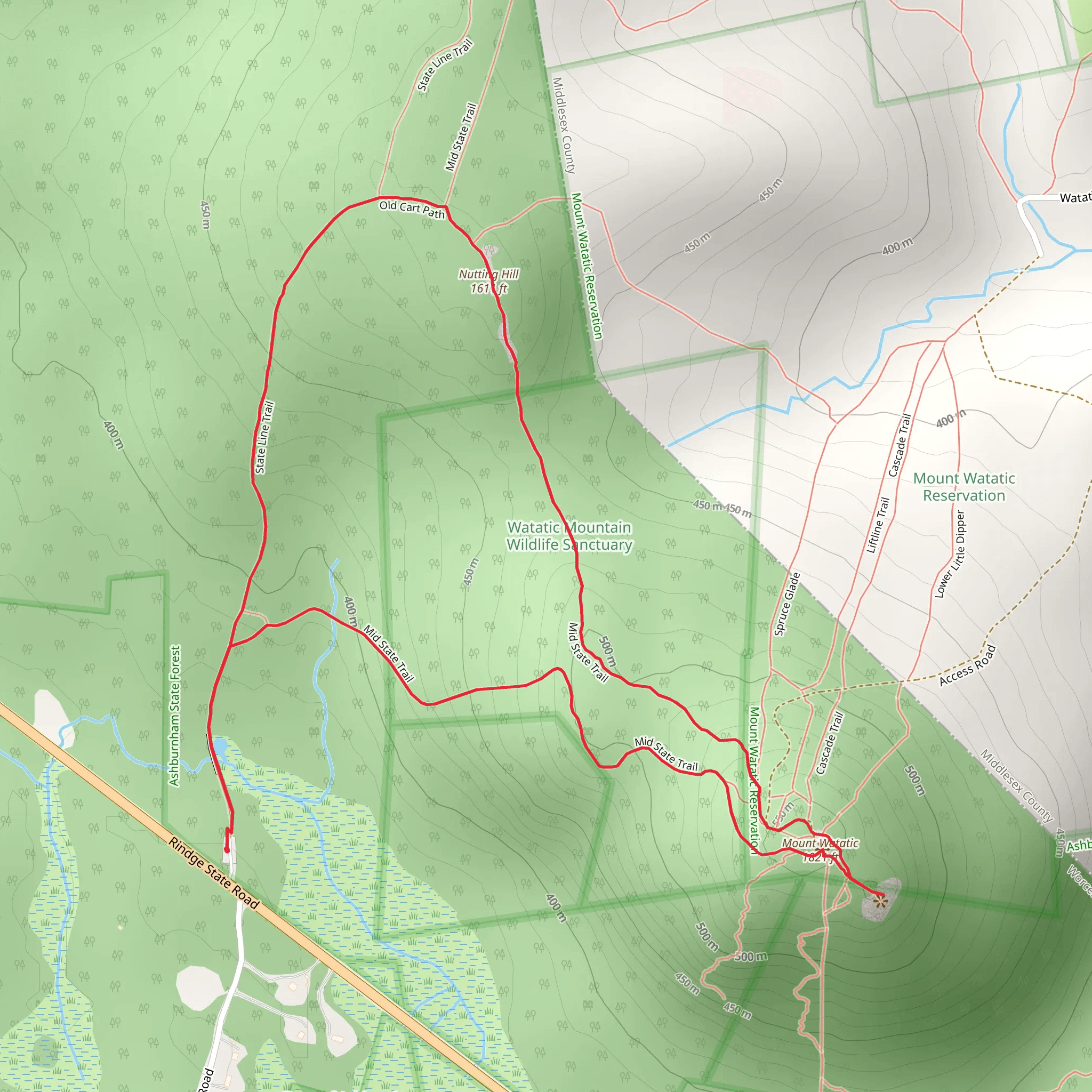 Mount Watatic Loop Trail mobile static map