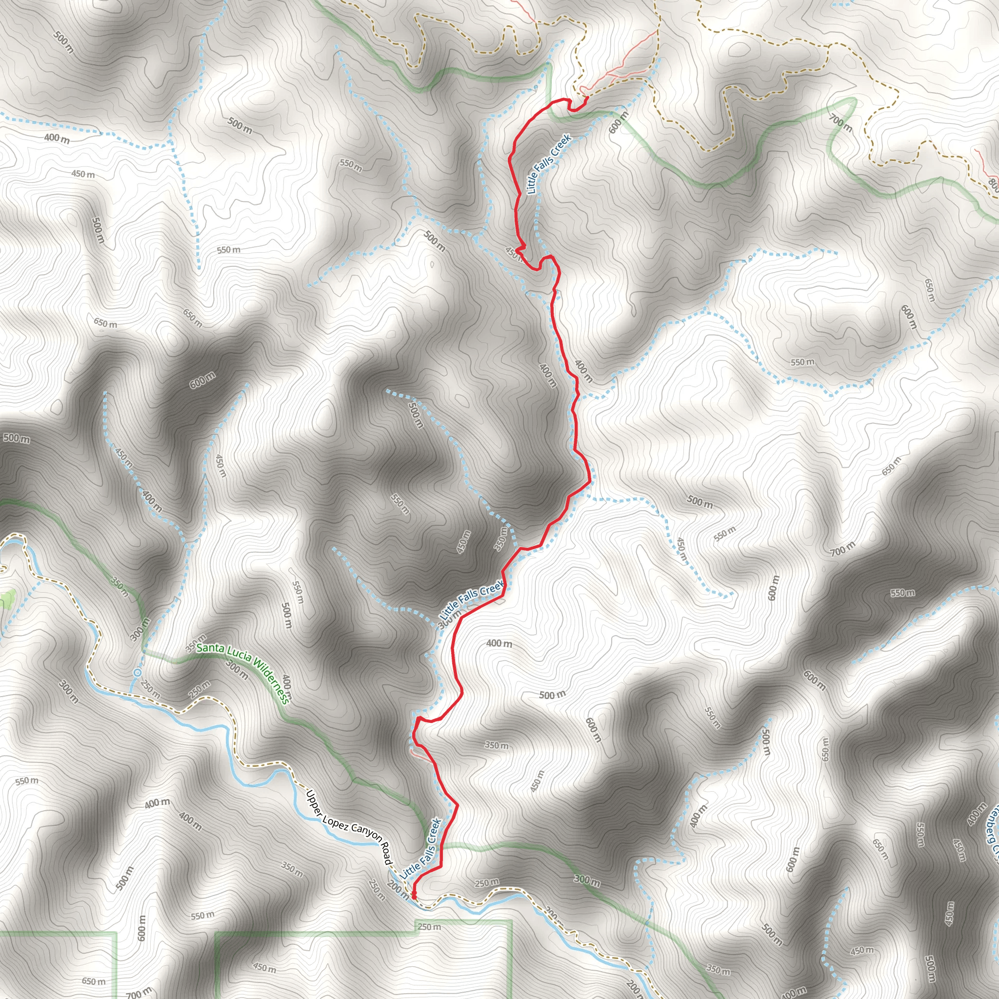 Little Falls Trail from Upper Lopez Canyon Road mobile static map
