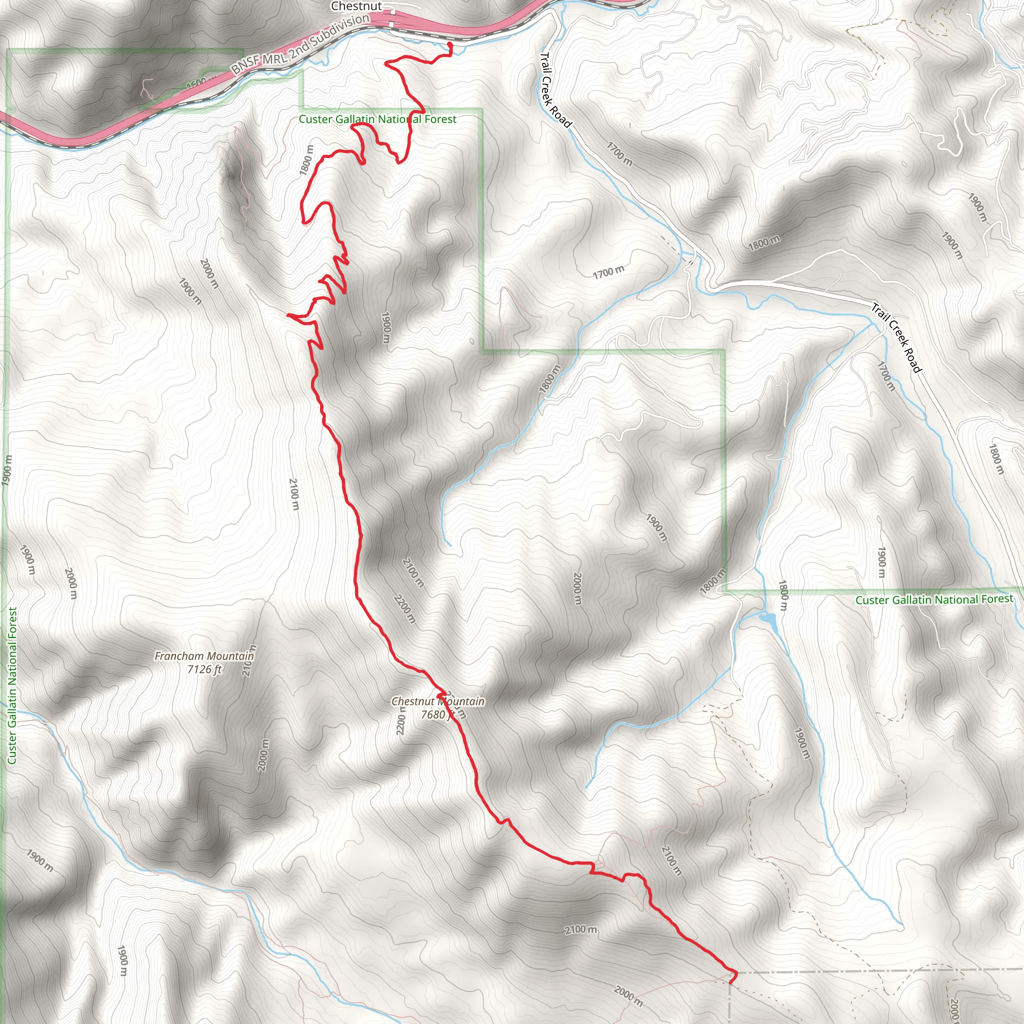 Chestnut Mountain Trail mobile static map