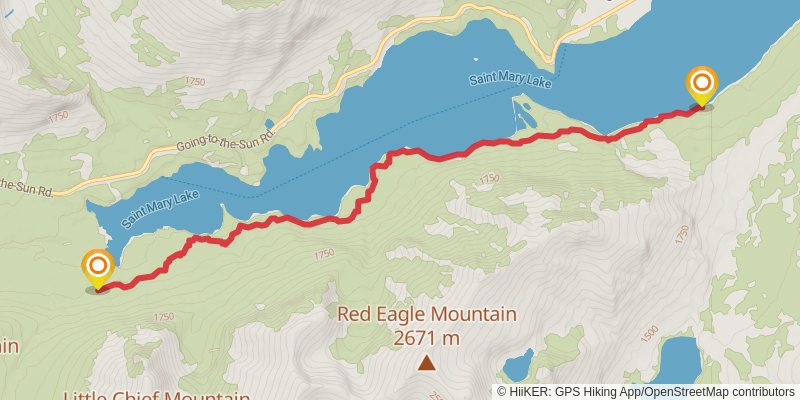 Saint Mary Lake Trail stage 2 Map