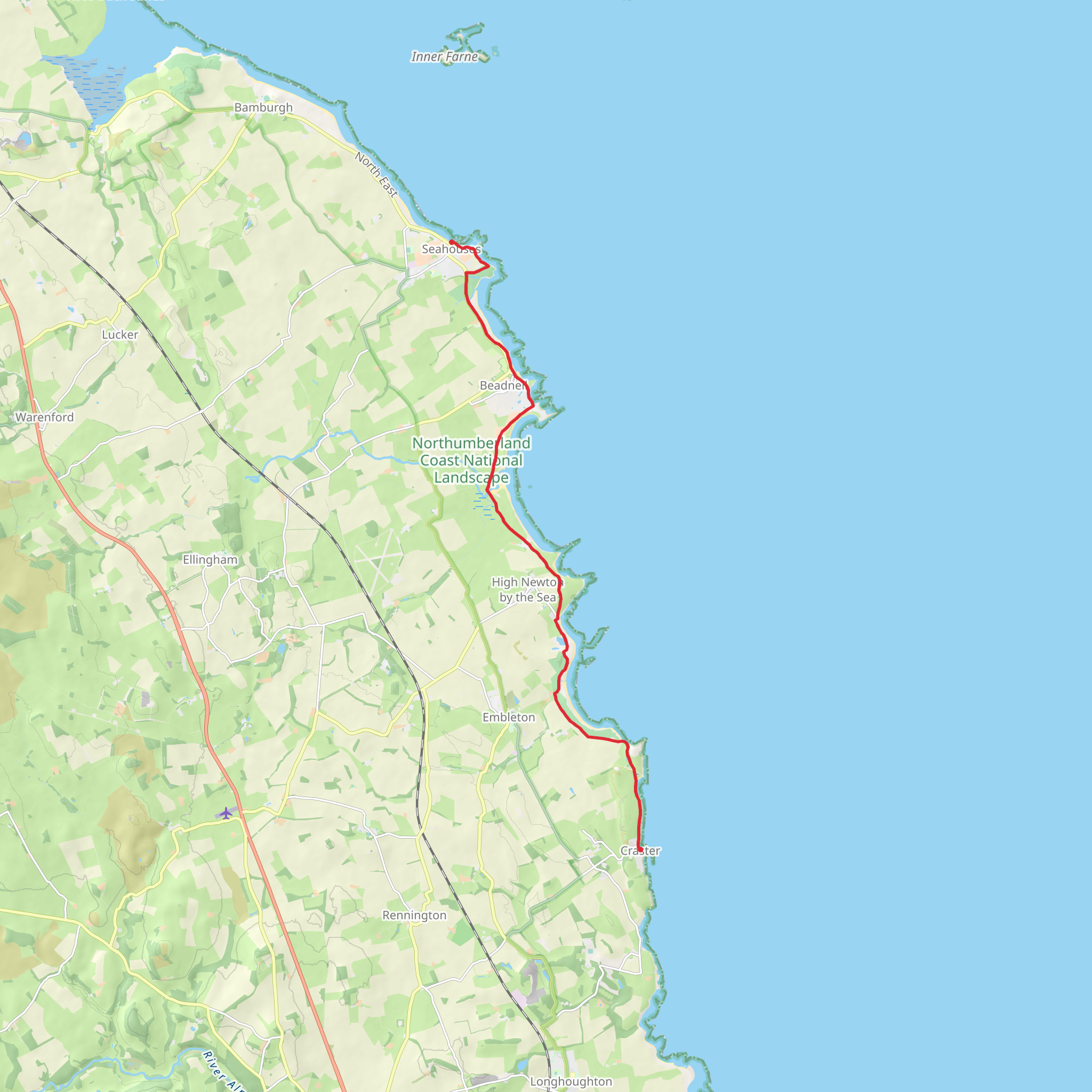 Craster to Seahouses Walk mobile static map