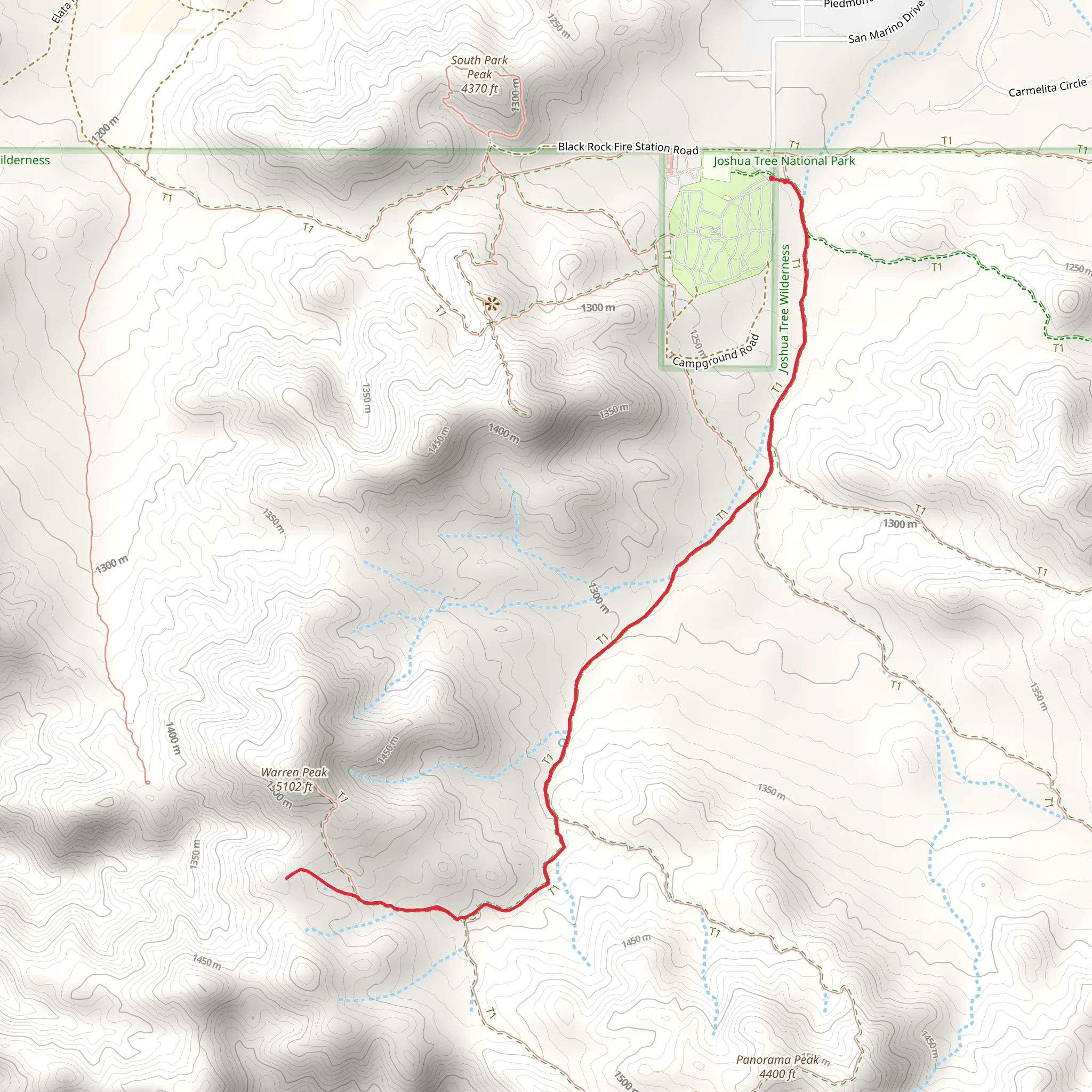 Warren Peak via Black Rock Canyon Trail mobile static map