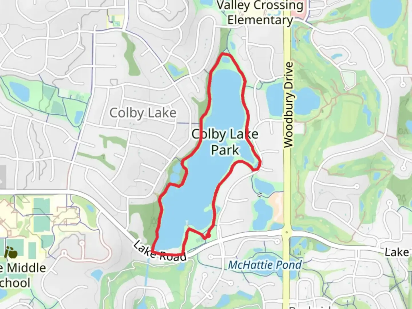 An image depicting the trail Colby Lake Loop and its surrounding area.