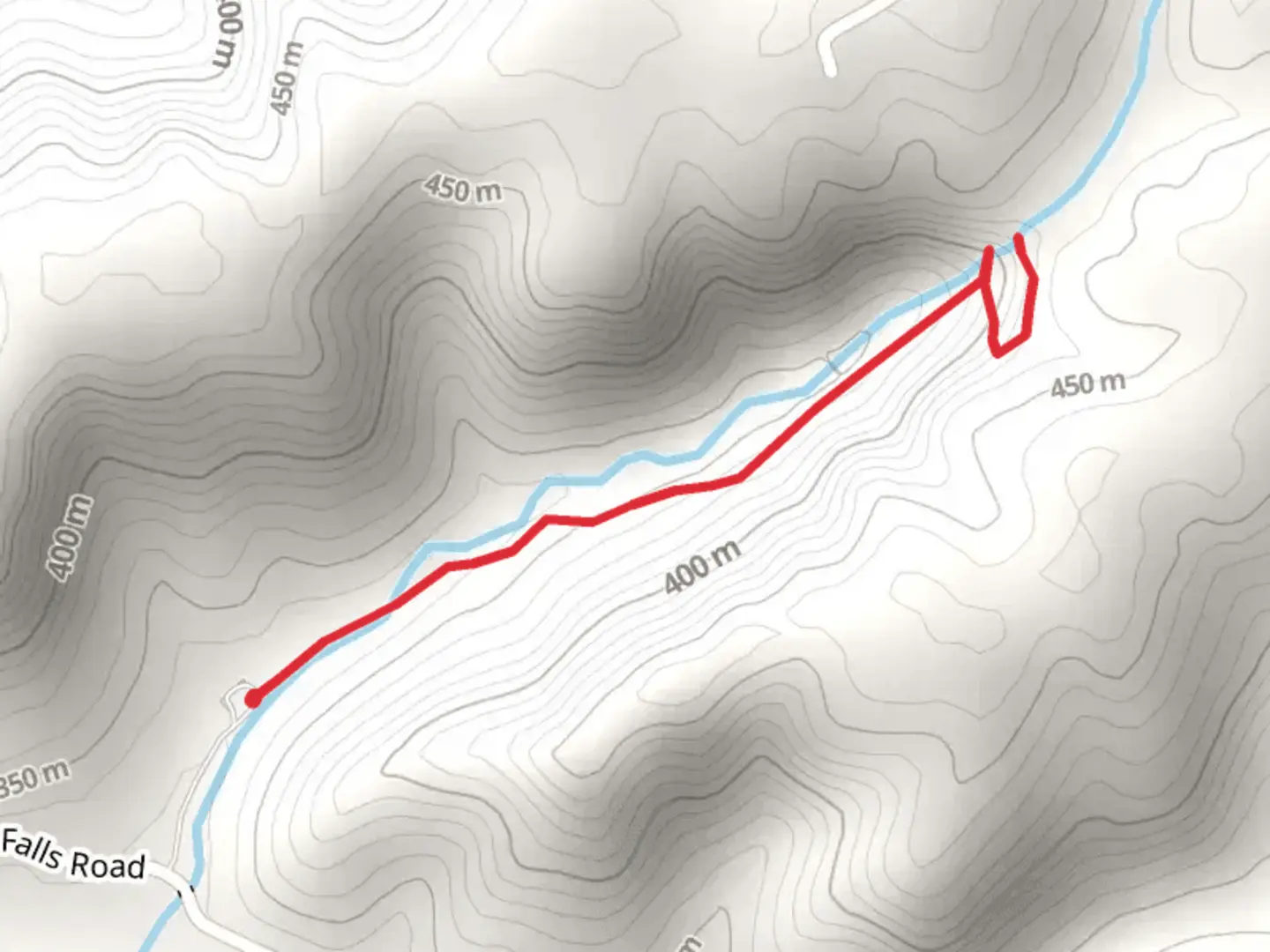 An image depicting the trail Anglin Falls Trail and its surrounding area.