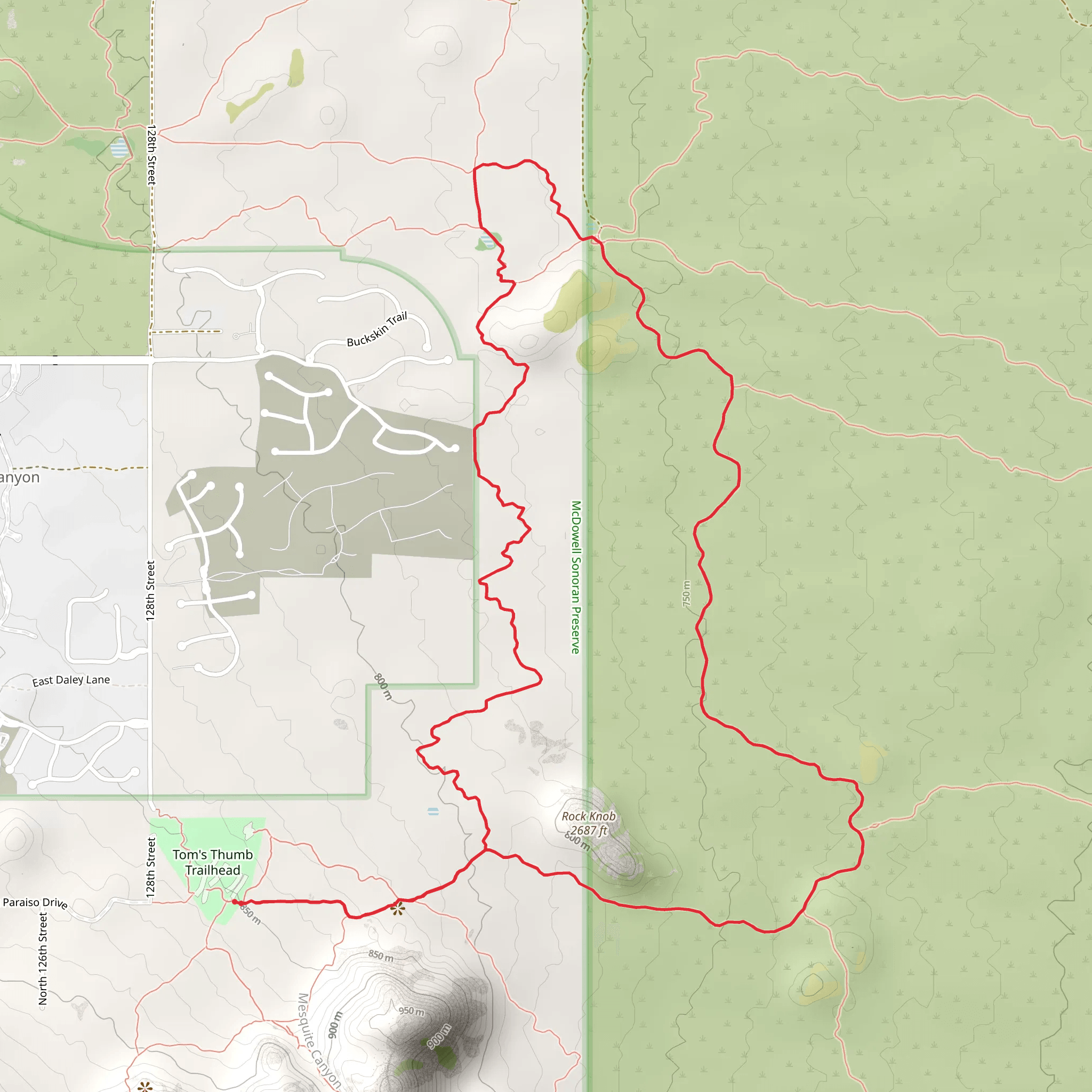 Gooseneck Trail, County Park Connector and Maricopa Trail mobile static map