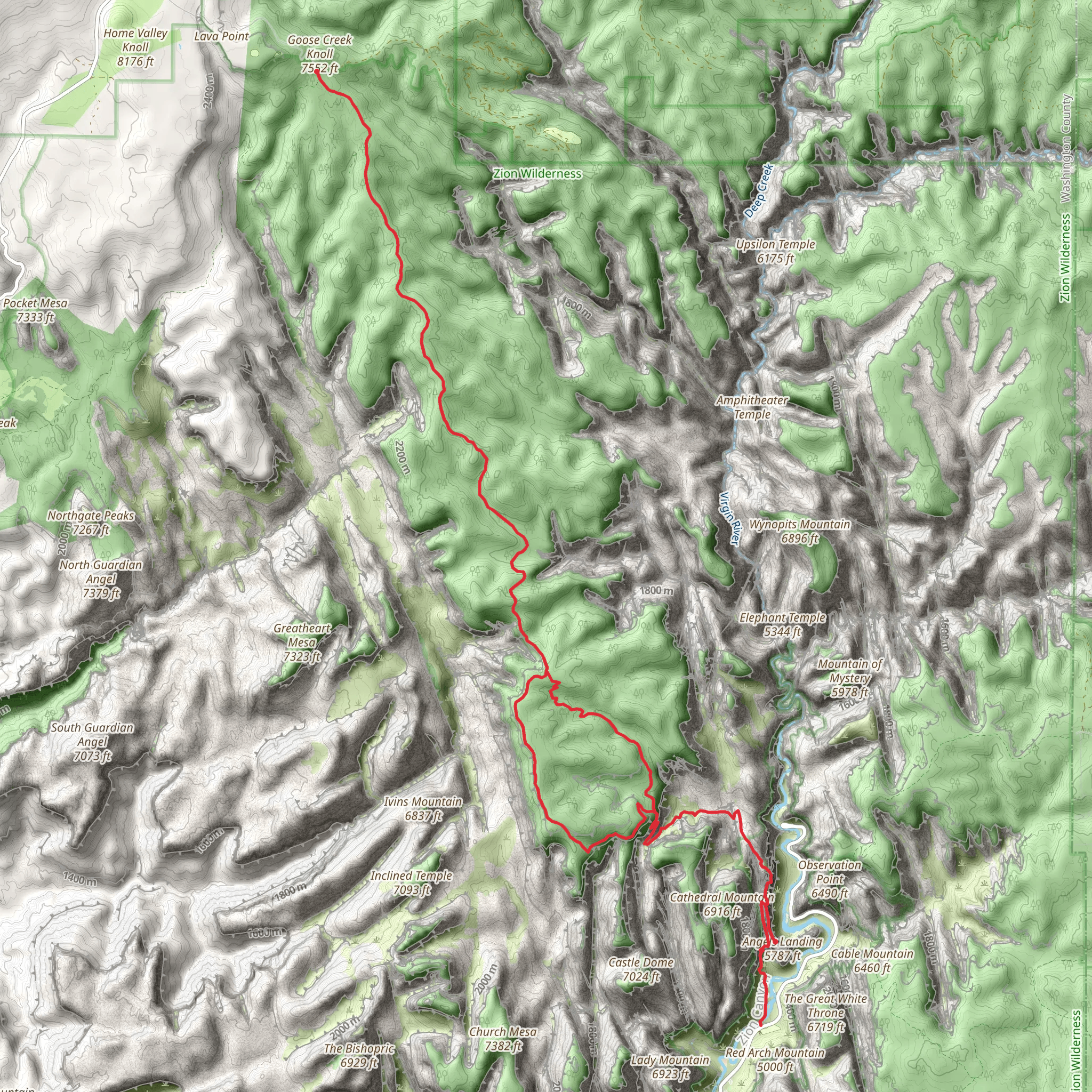 West Rim Trail mobile static map