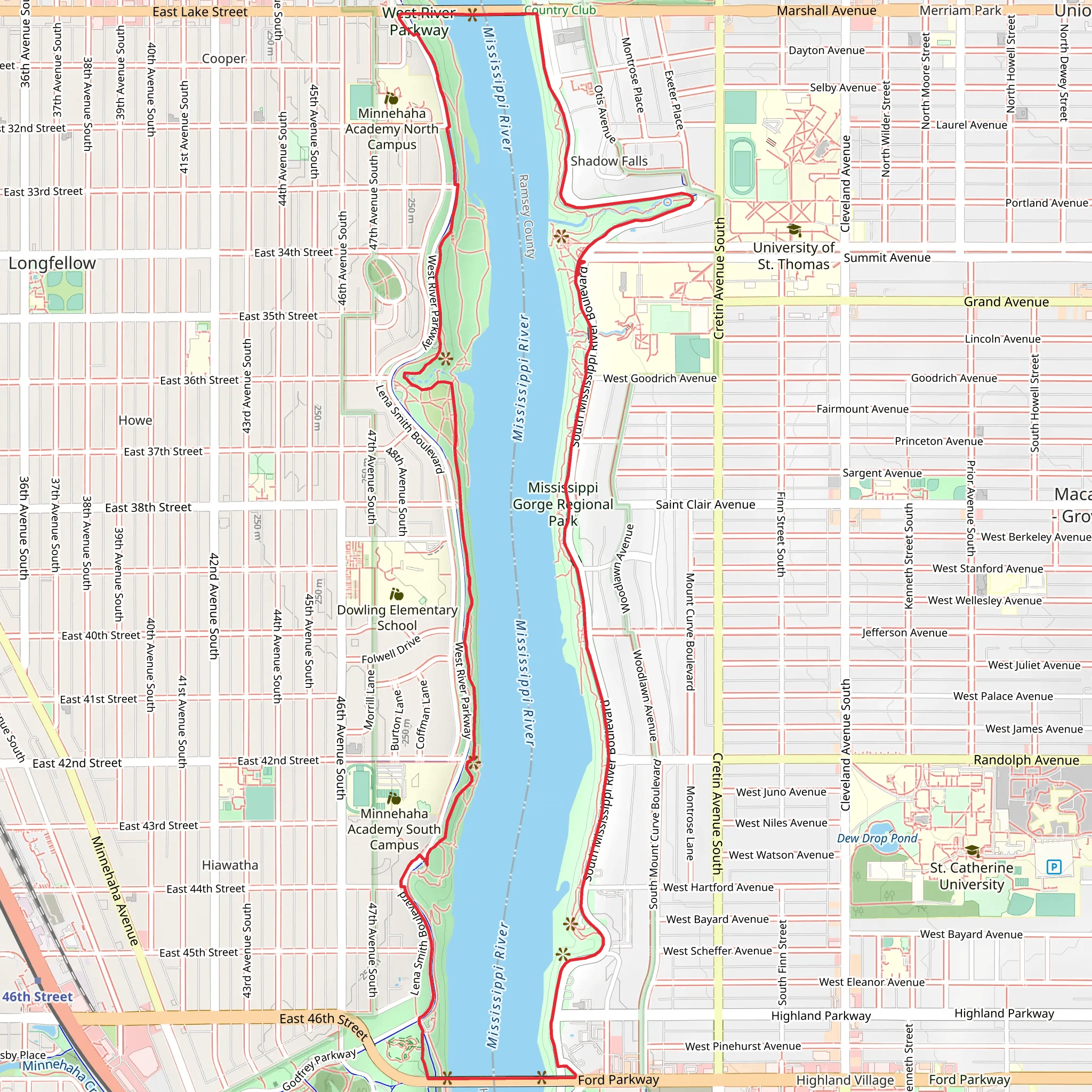 West River Parkway - Winchell Loop Trail mobile static map