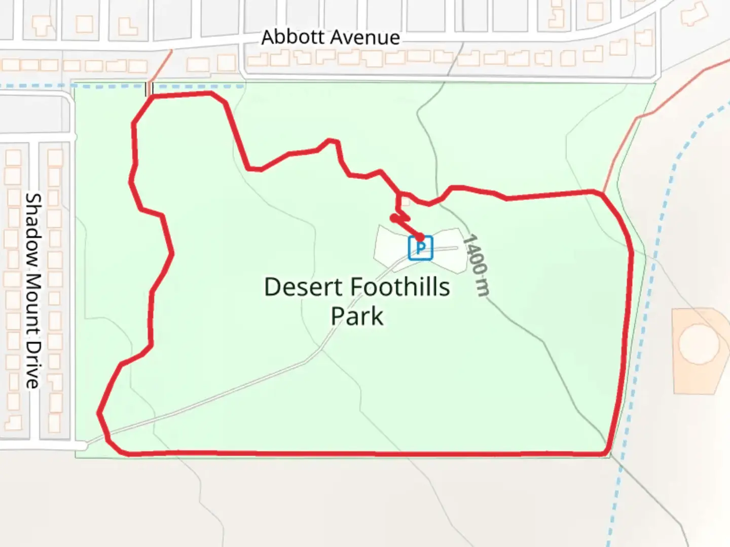 An image depicting the trail Desert Foothills Park Loop and its surrounding area.