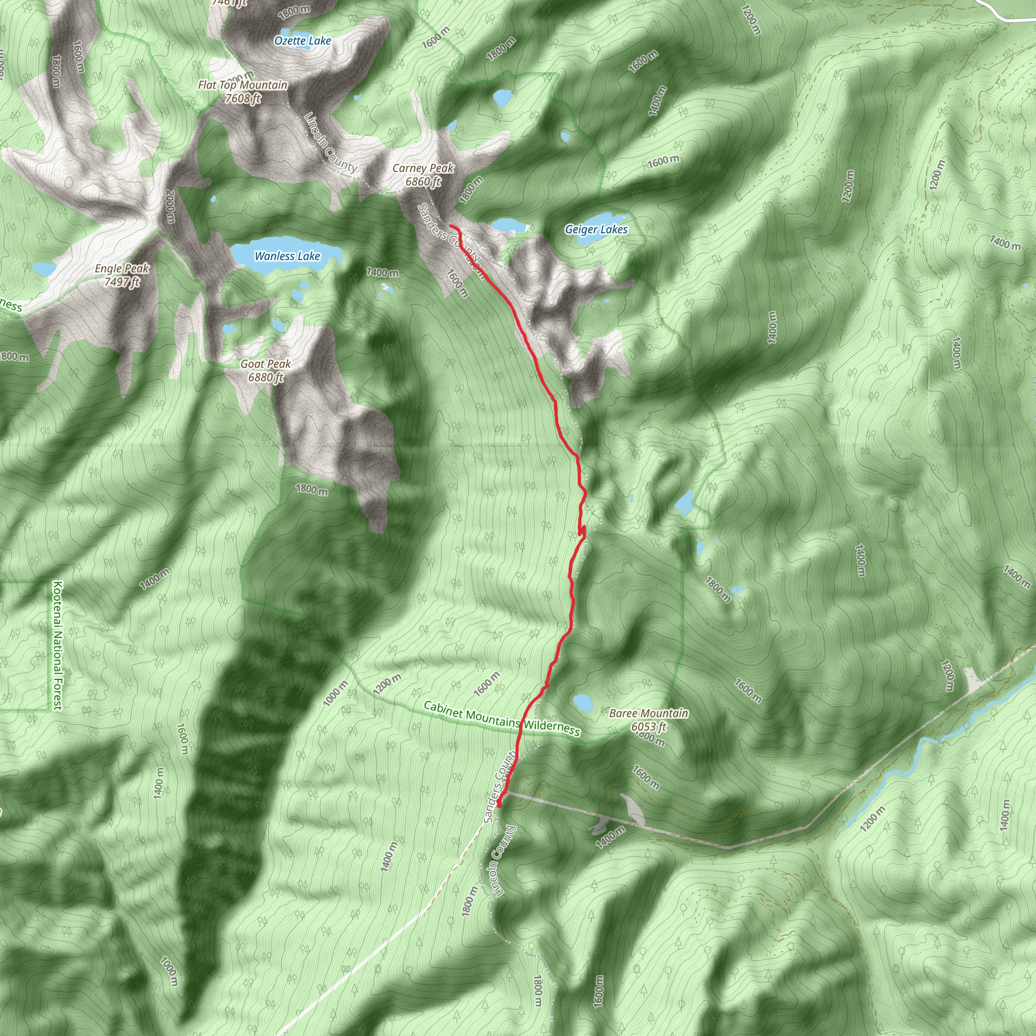 Cabinet Divide South Trail mobile static map