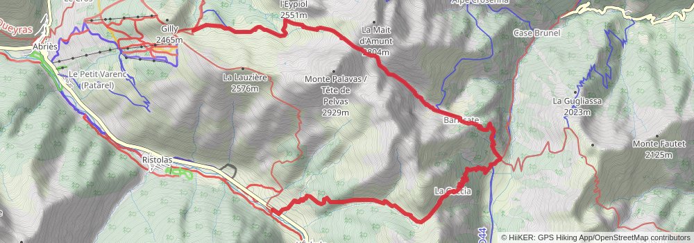 GR 58 - Le Tour Du Queyras A Pied alt 2 Map