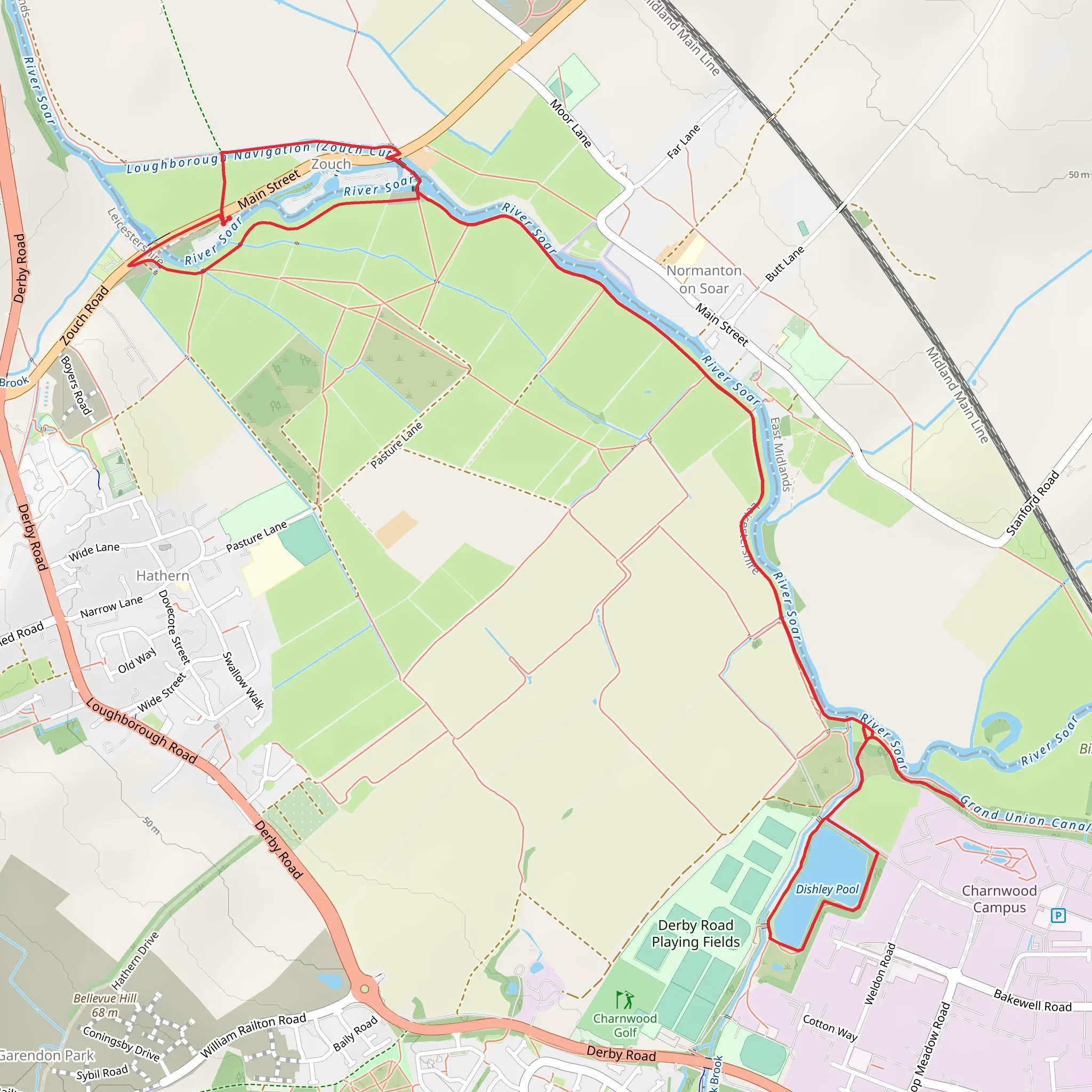 Zouch and Dishley Pool Loop mobile static map