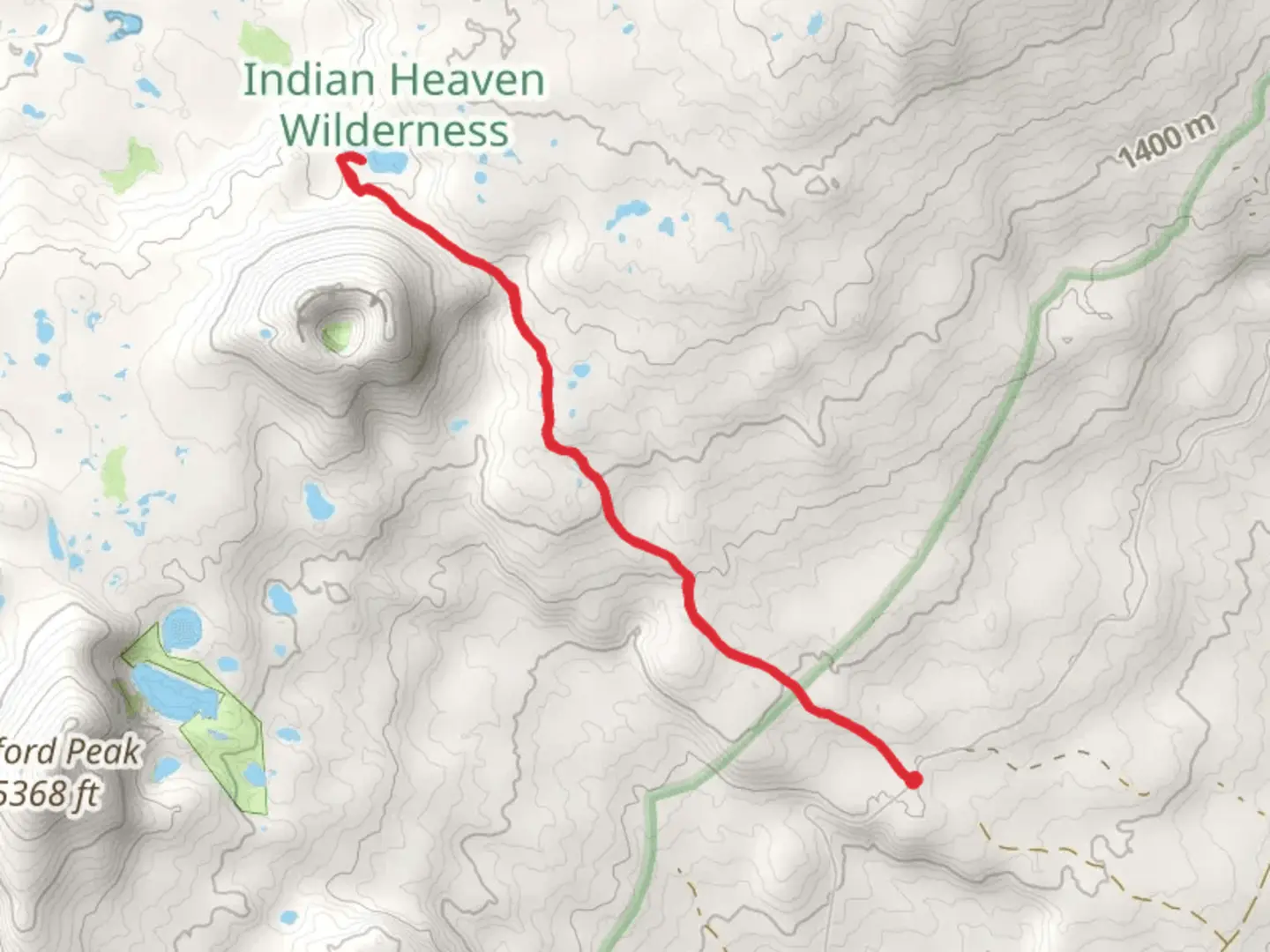 An image depicting the trail Junction Lake via East Crater Trail and its surrounding area.
