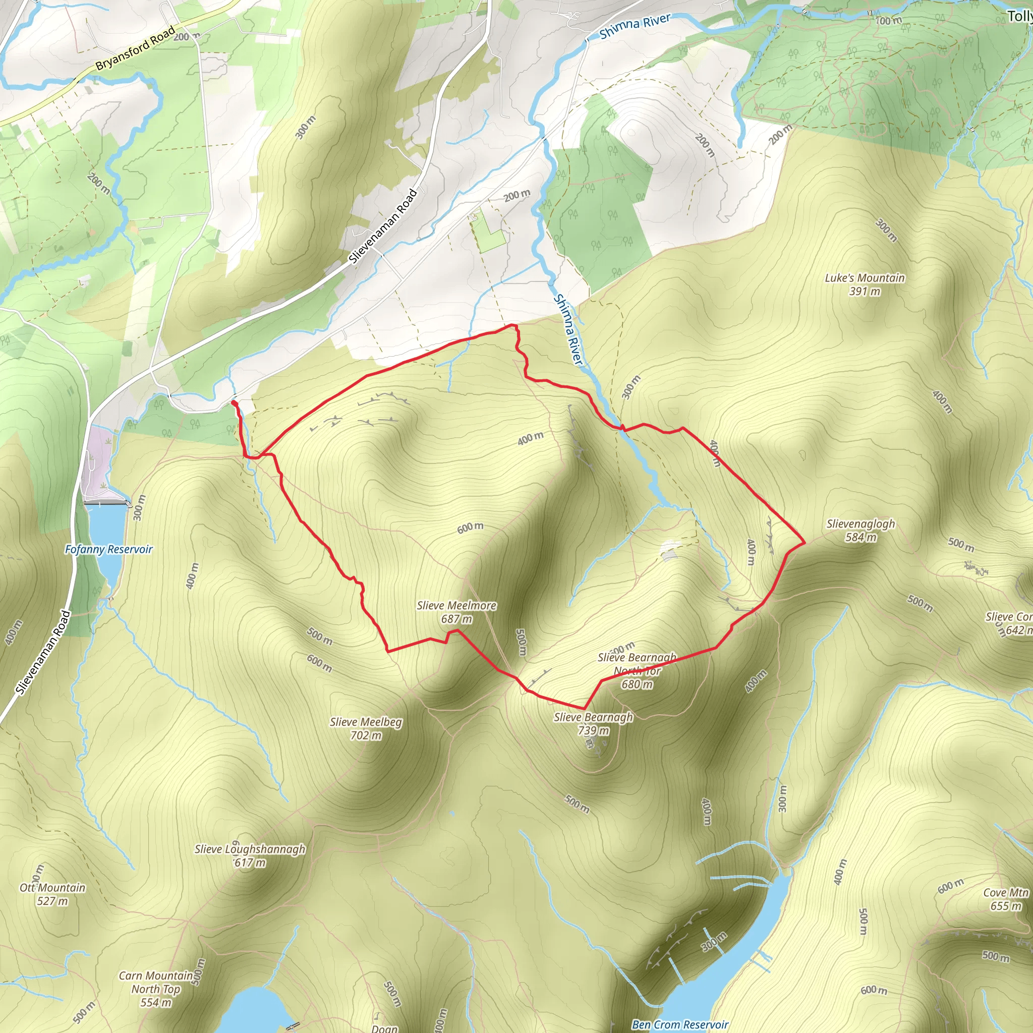 Slieve Bearnagh and Hares Gap Loop mobile static map