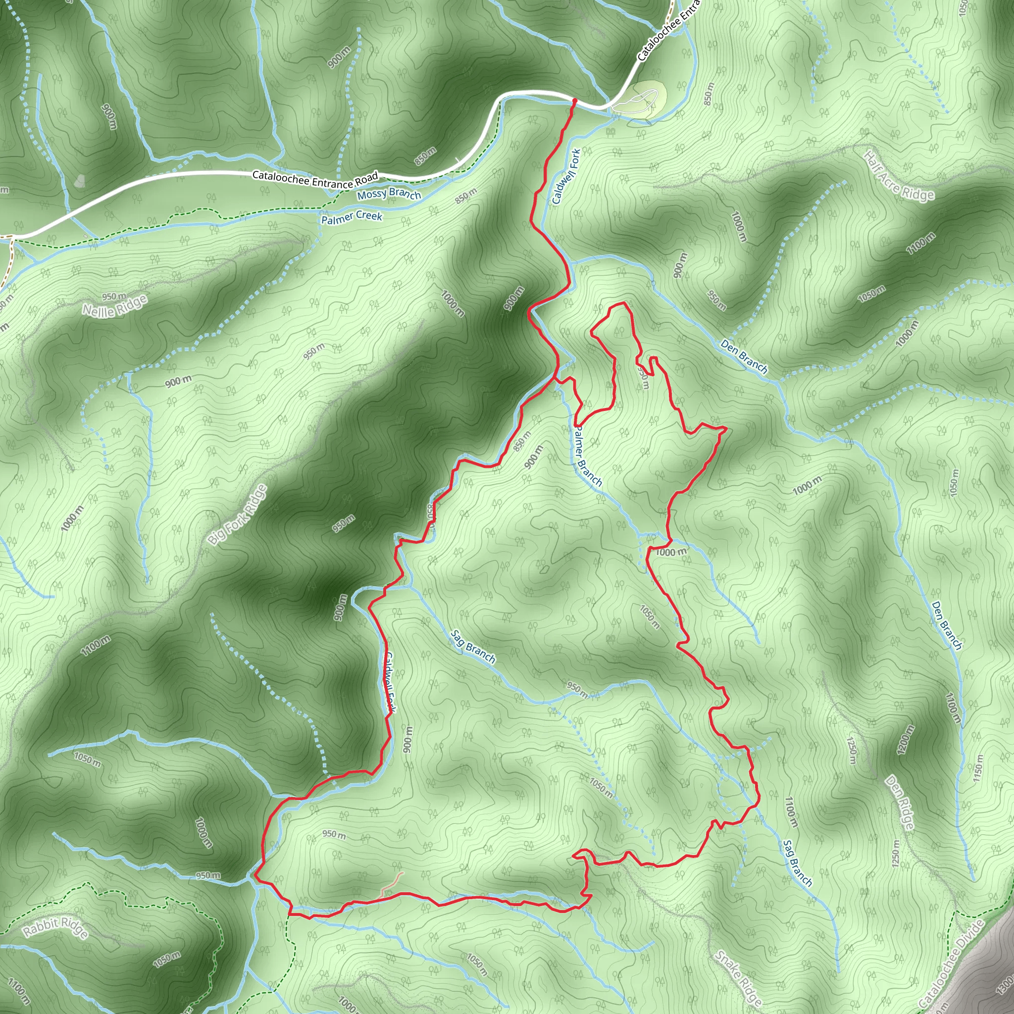Boogerman Trail and Caldwell Fork Trail Loop mobile static map