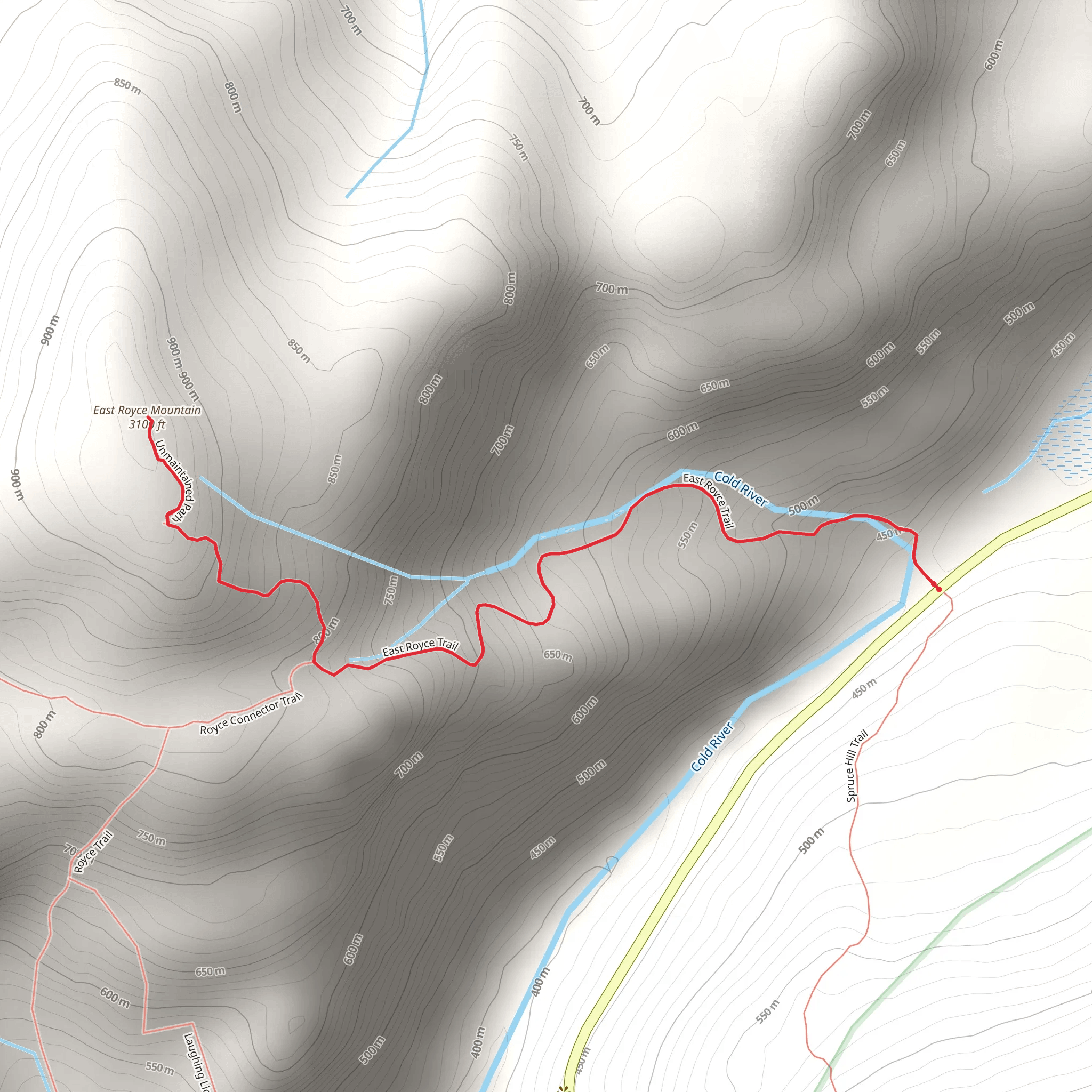 East Royce Mountain Loop from Evans Notch Pass mobile static map