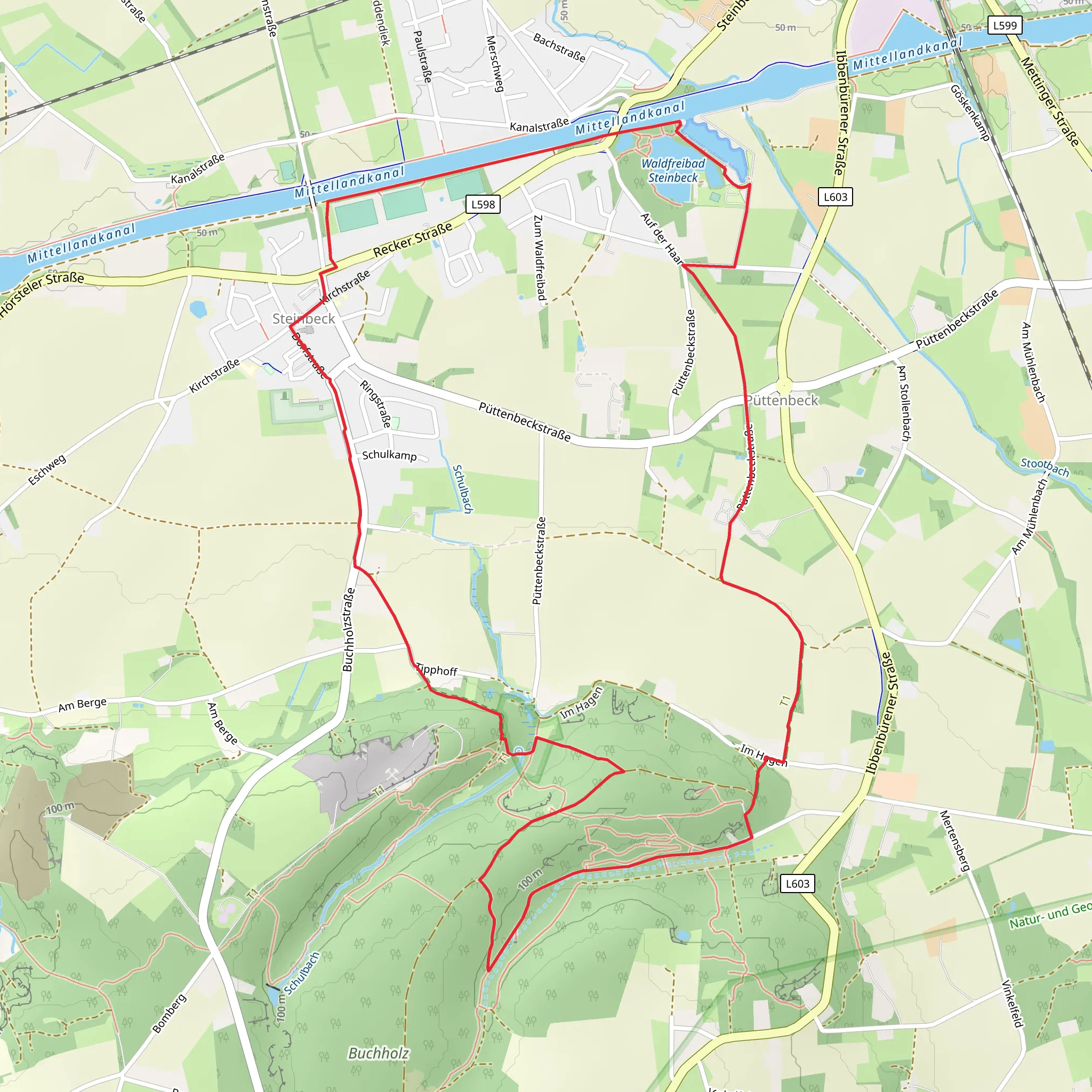 Waldfreibad Steinbeck, Buchholz and Mertensberg Loop mobile static map
