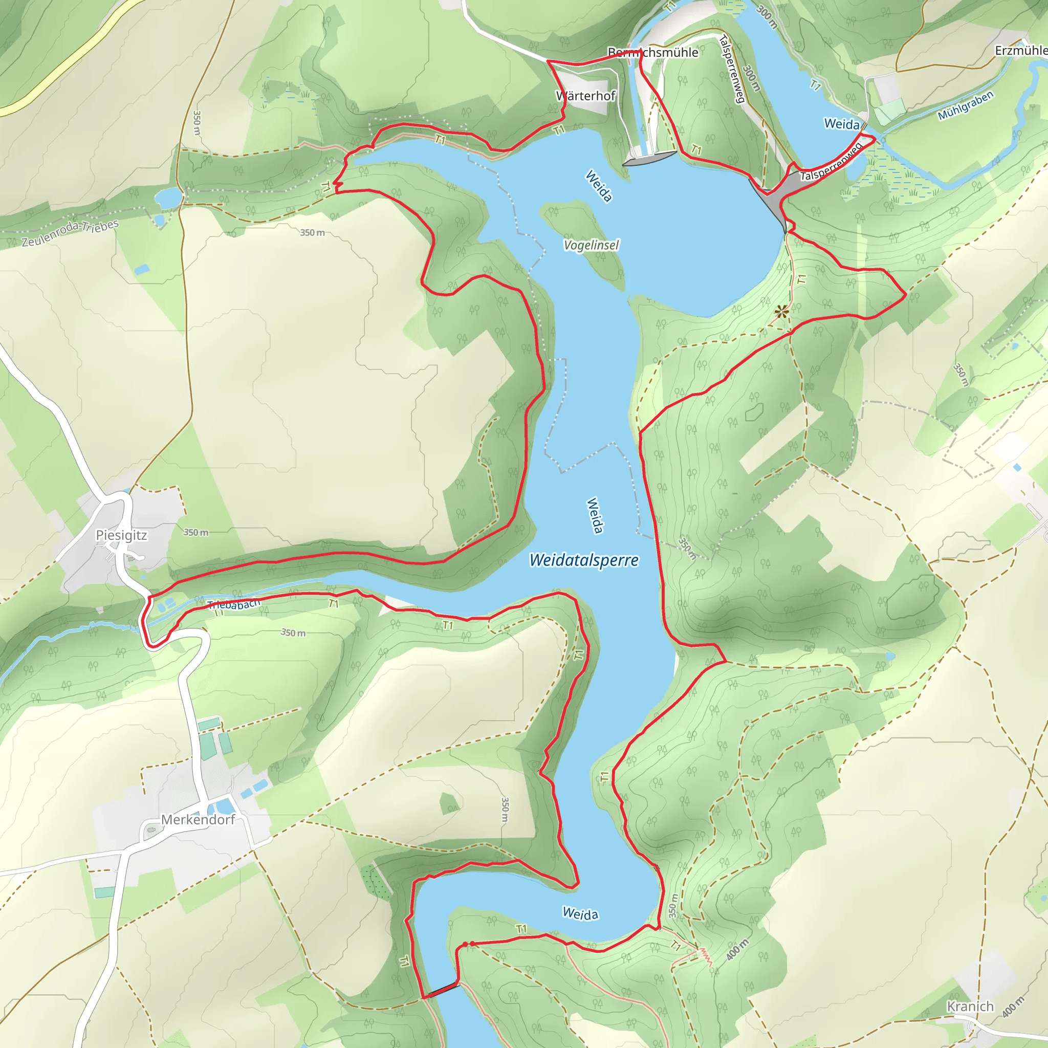 Weidatalsperre via Rundweg Weidatalsperre mobile static map
