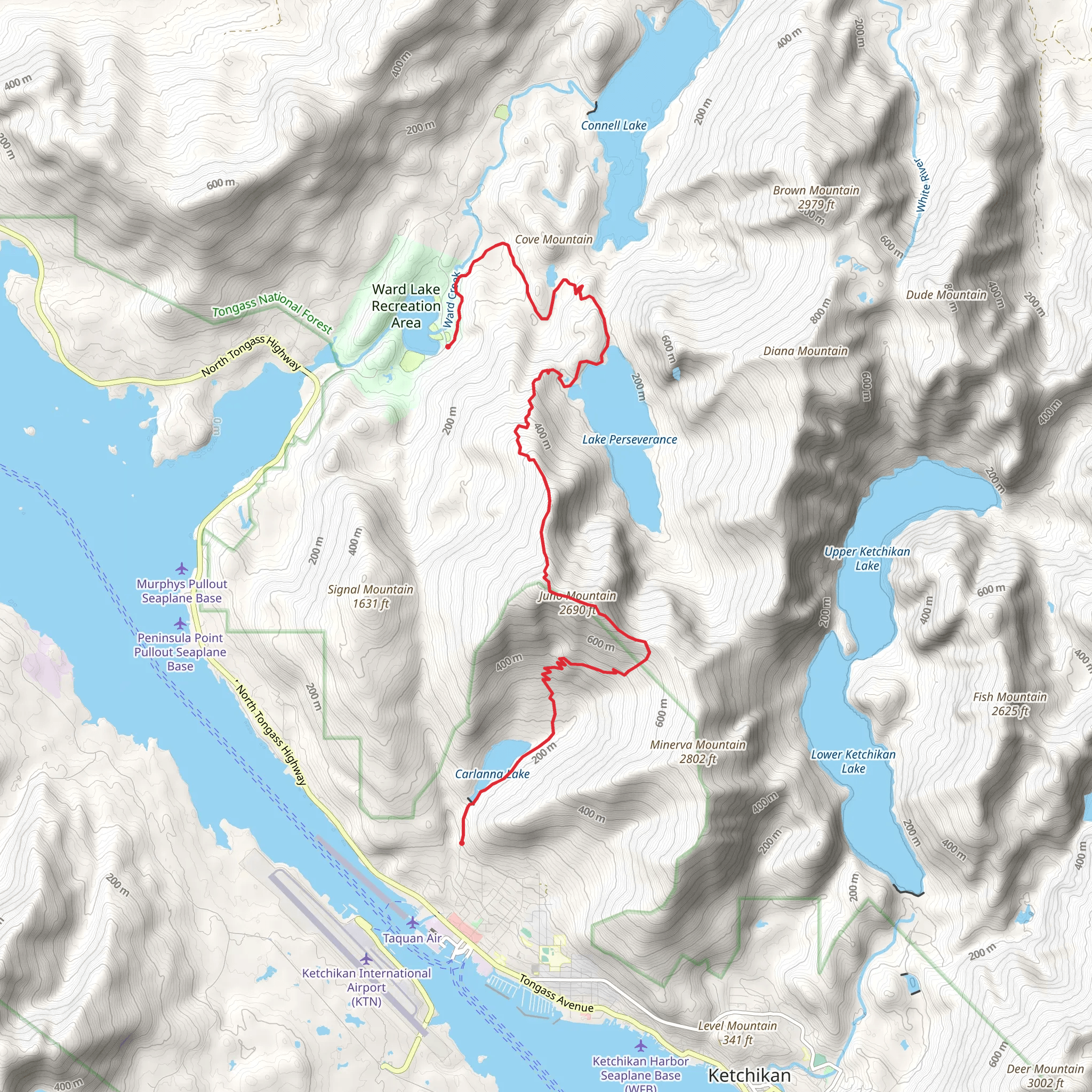 Carlanna Lake Trail, Minerva Mountain Trail and Preseverance Trail mobile static map