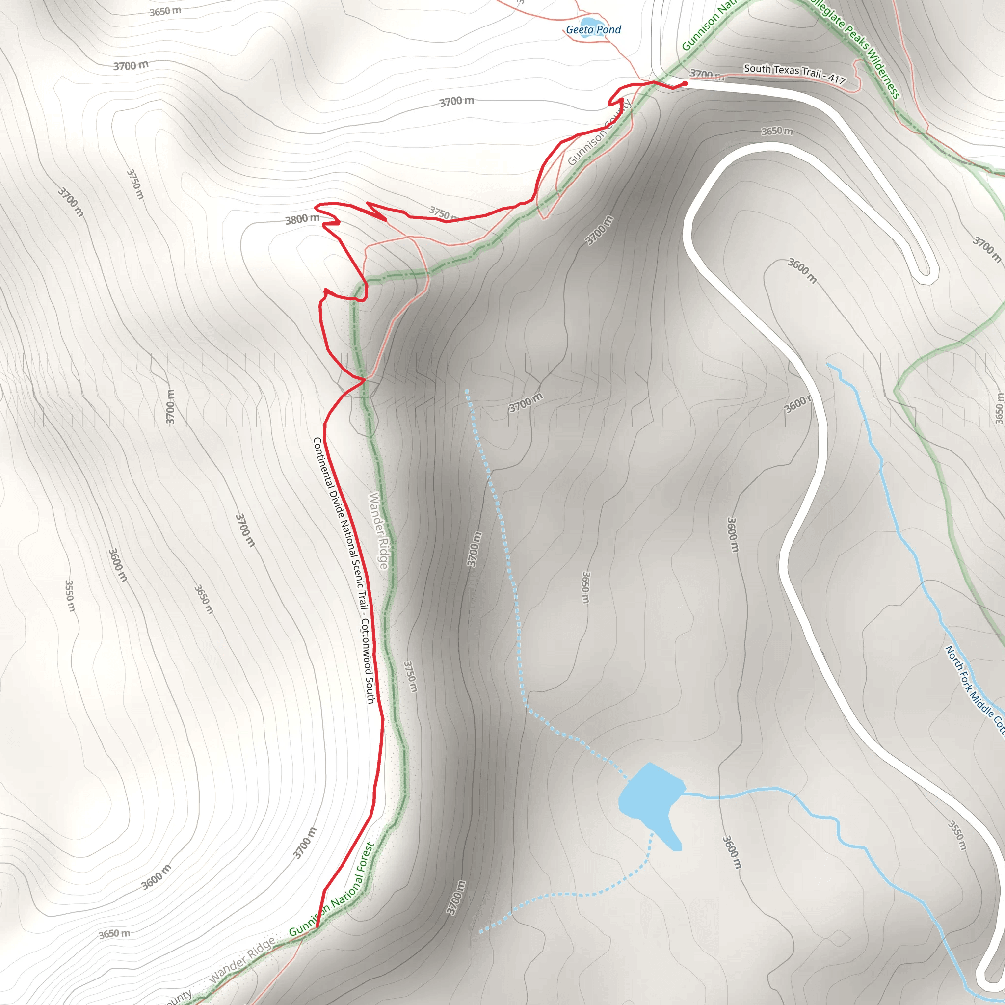 Continental Divide National Scenic Trail - Cottonwood mobile static map