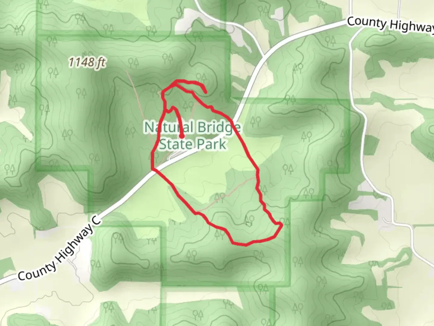 An image depicting the trail Indian Moccasin Nature Loop Trail and its surrounding area.