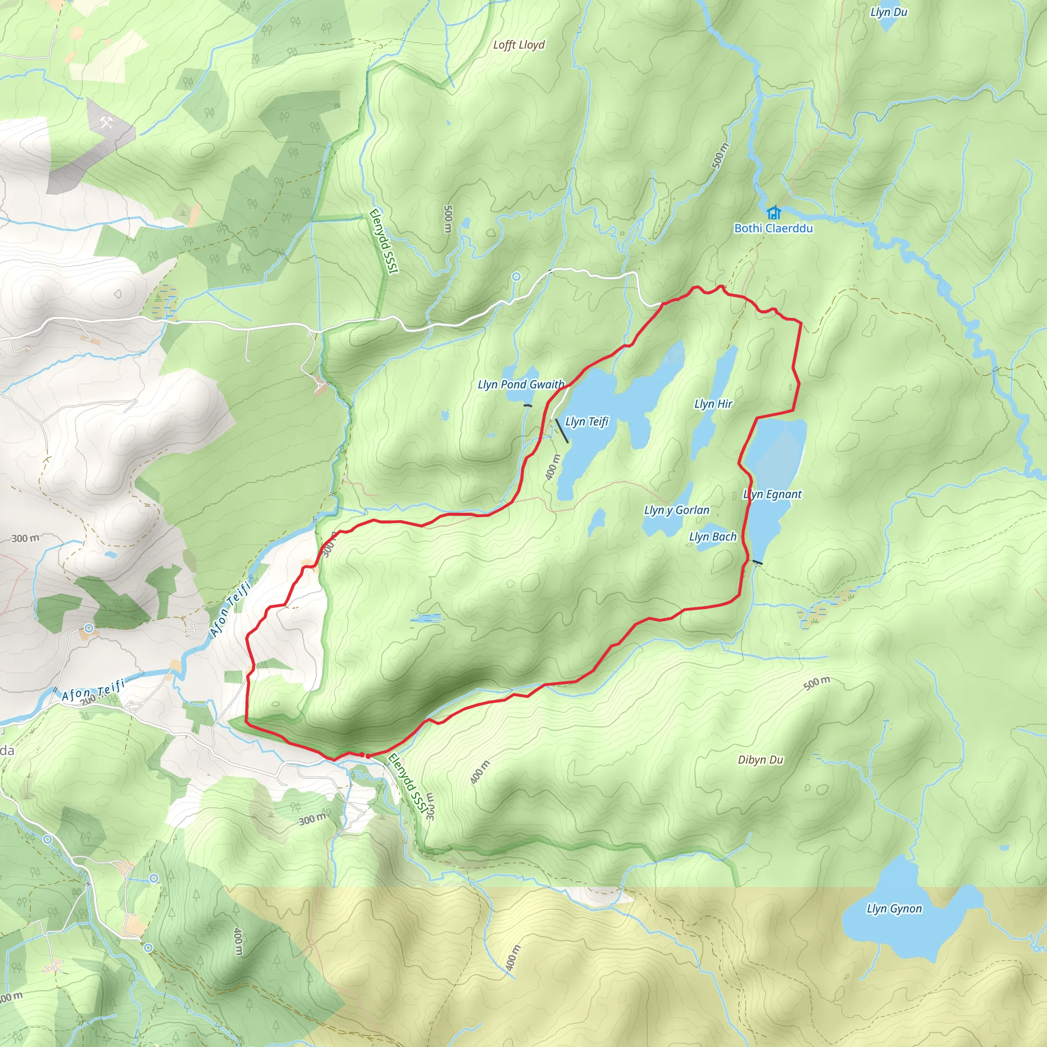 Teifi Pools from near Strata Florida mobile static map
