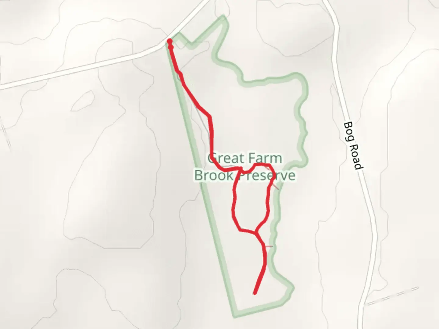 An image depicting the trail Farm Brook Loop and its surrounding area.