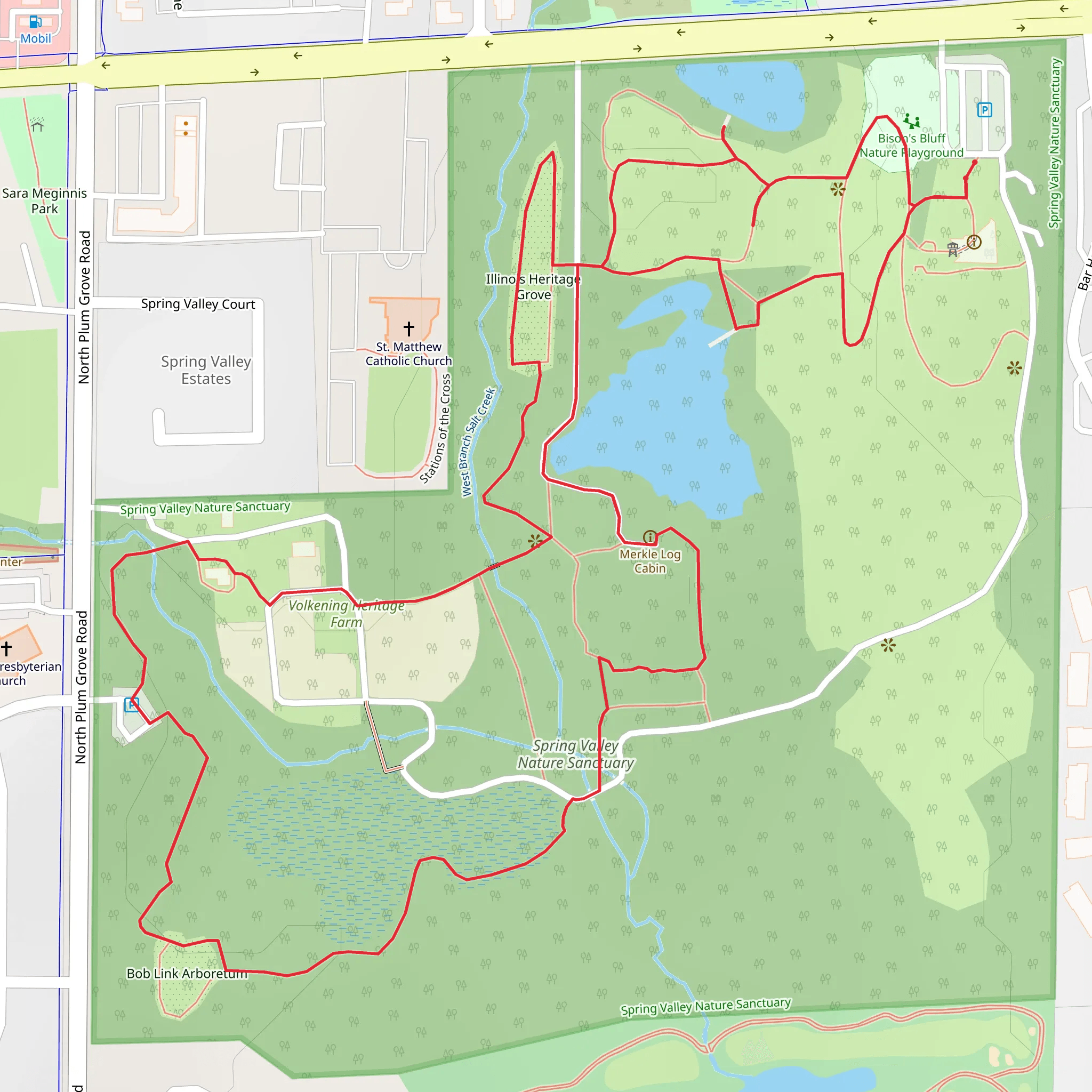 Spring Valley Nature Sanctuary and Bob Link Arboretum Loop mobile static map