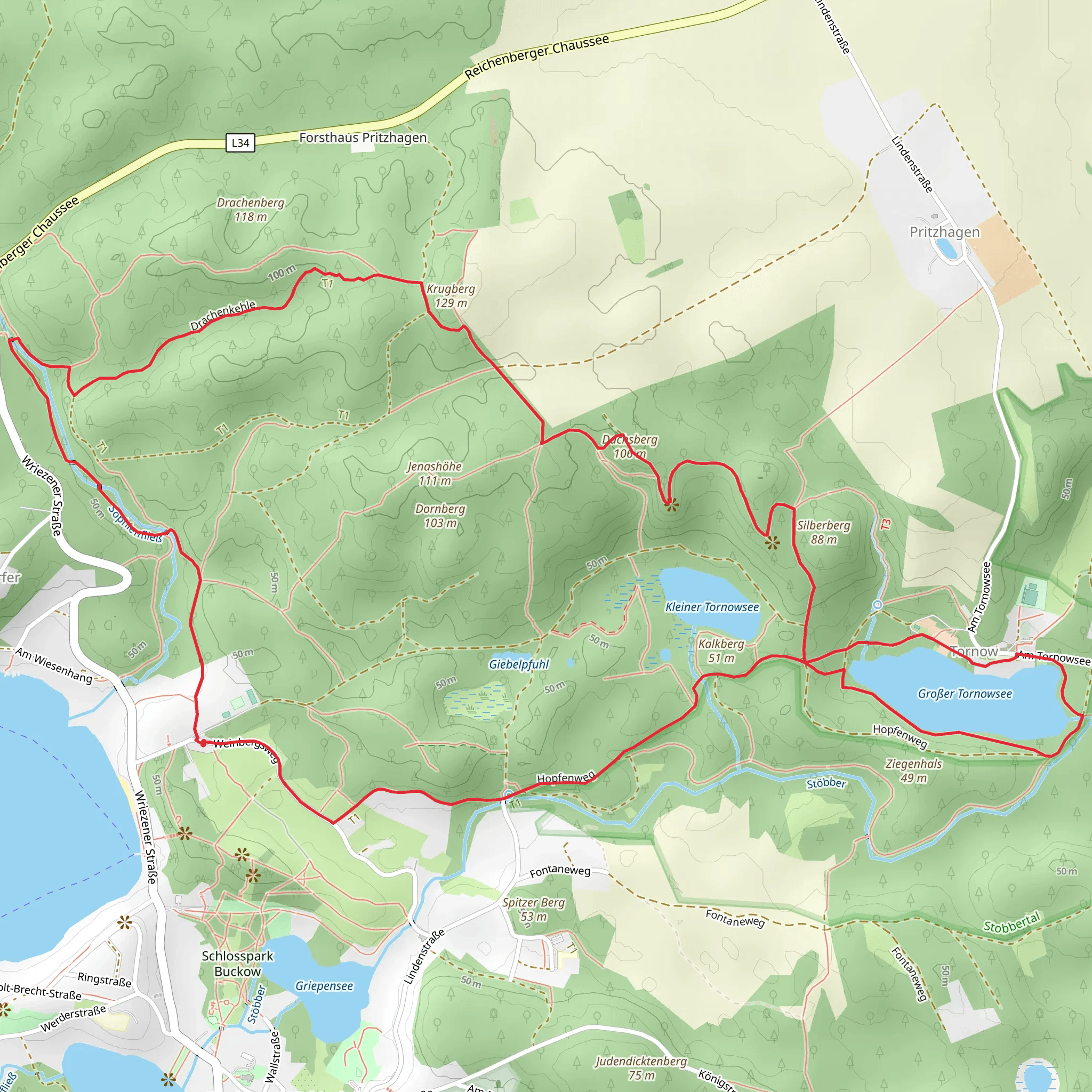 Großer Tornowsee via Gelber Balken mobile static map