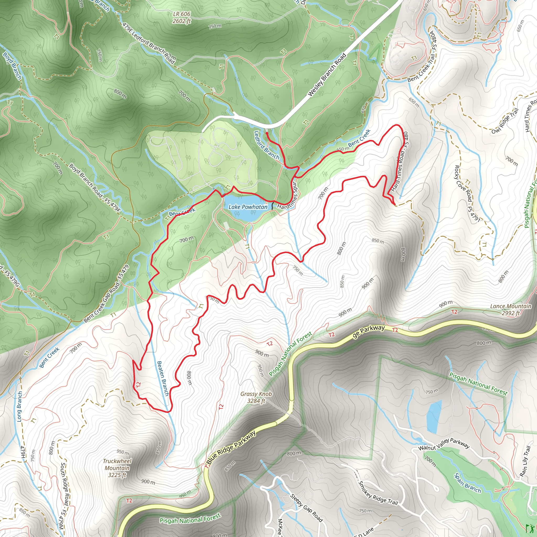 Lake Powhatan and Pine Tree Loop mobile static map