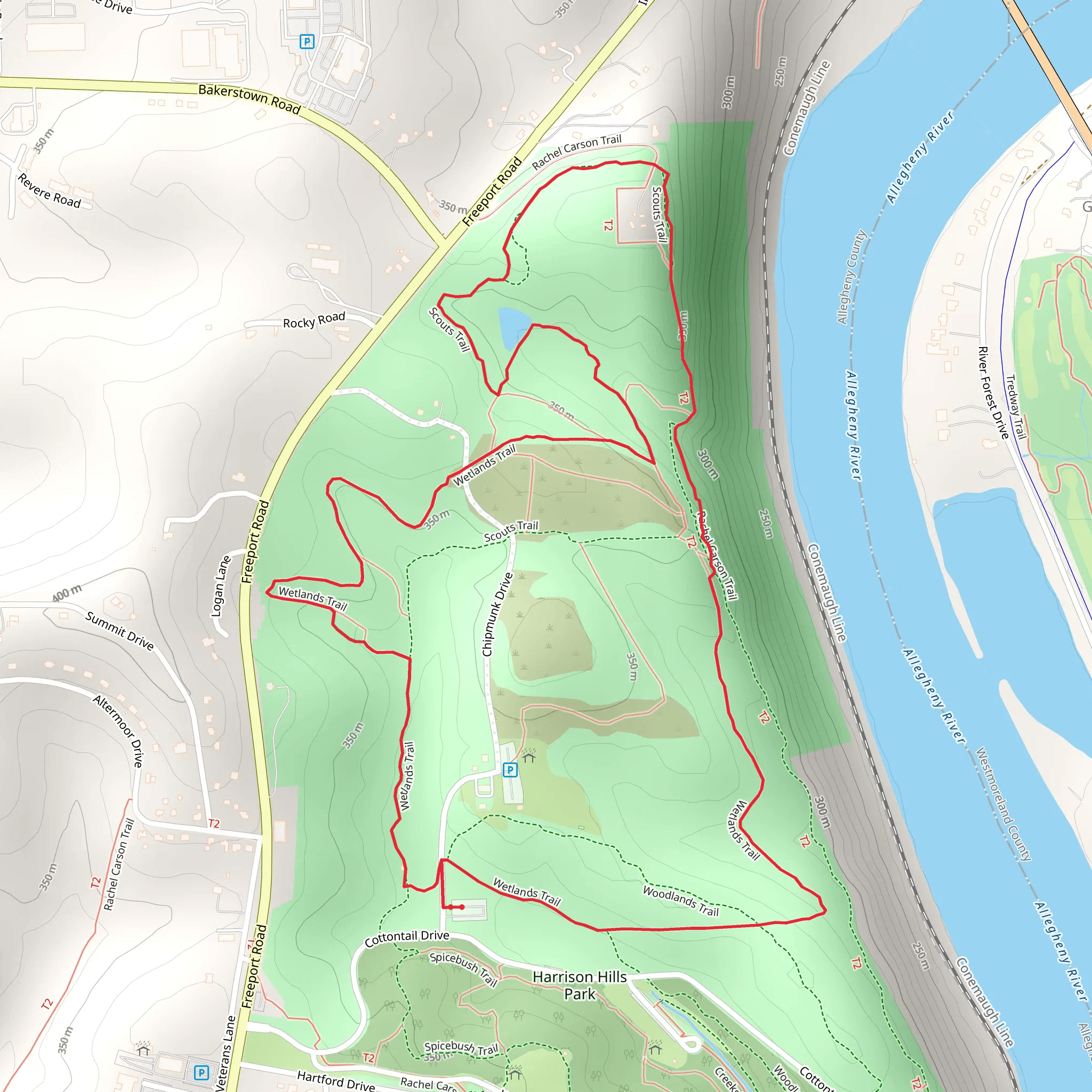 Scouts and Wetlands Loop mobile static map