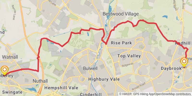 Notts Clockwalk stage 5 Map
