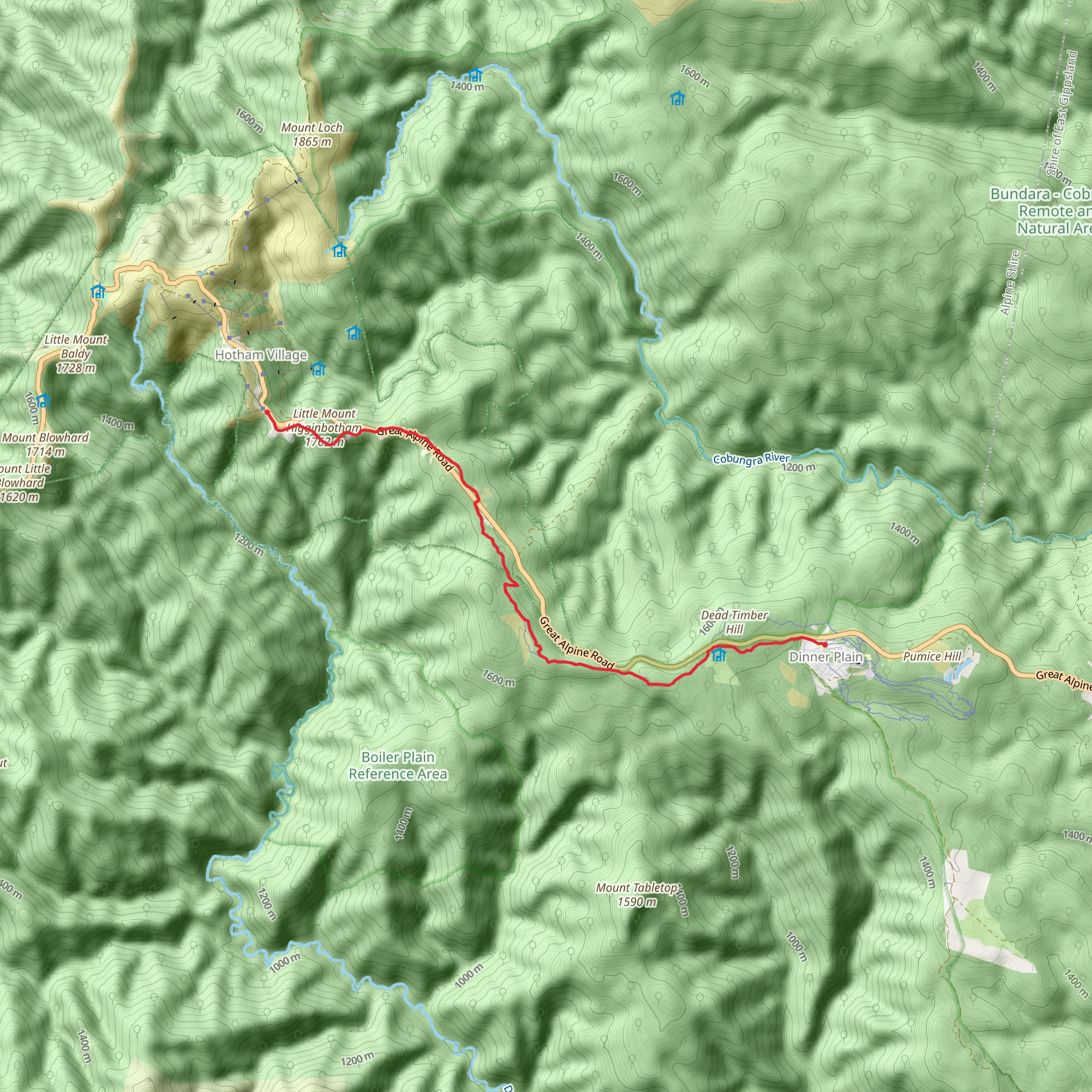 Brabralung Trail - Hotham to Dinner Plain mobile static map
