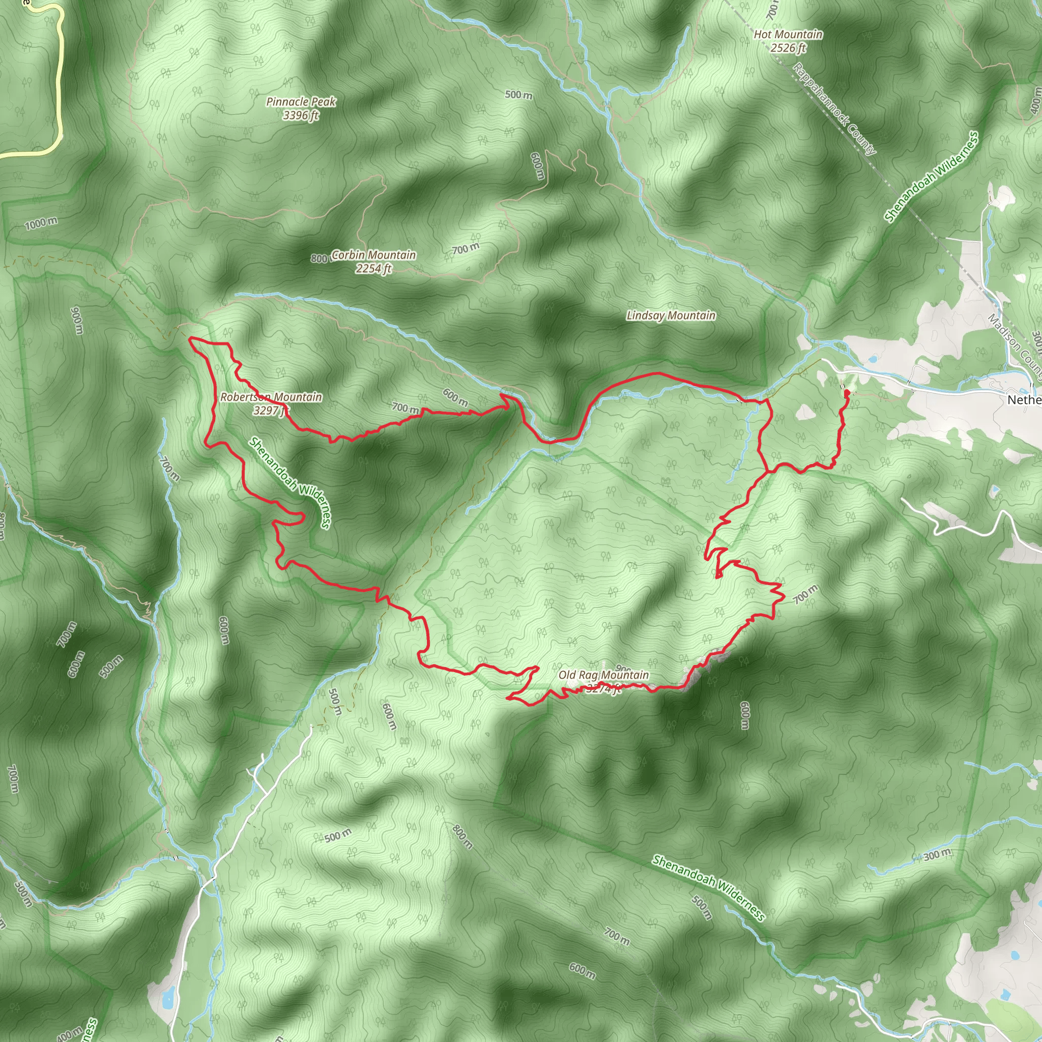 Old Rag Mountain and Robertson Mountain via ridge Trail and Old Rag Fire Road Loop mobile static map