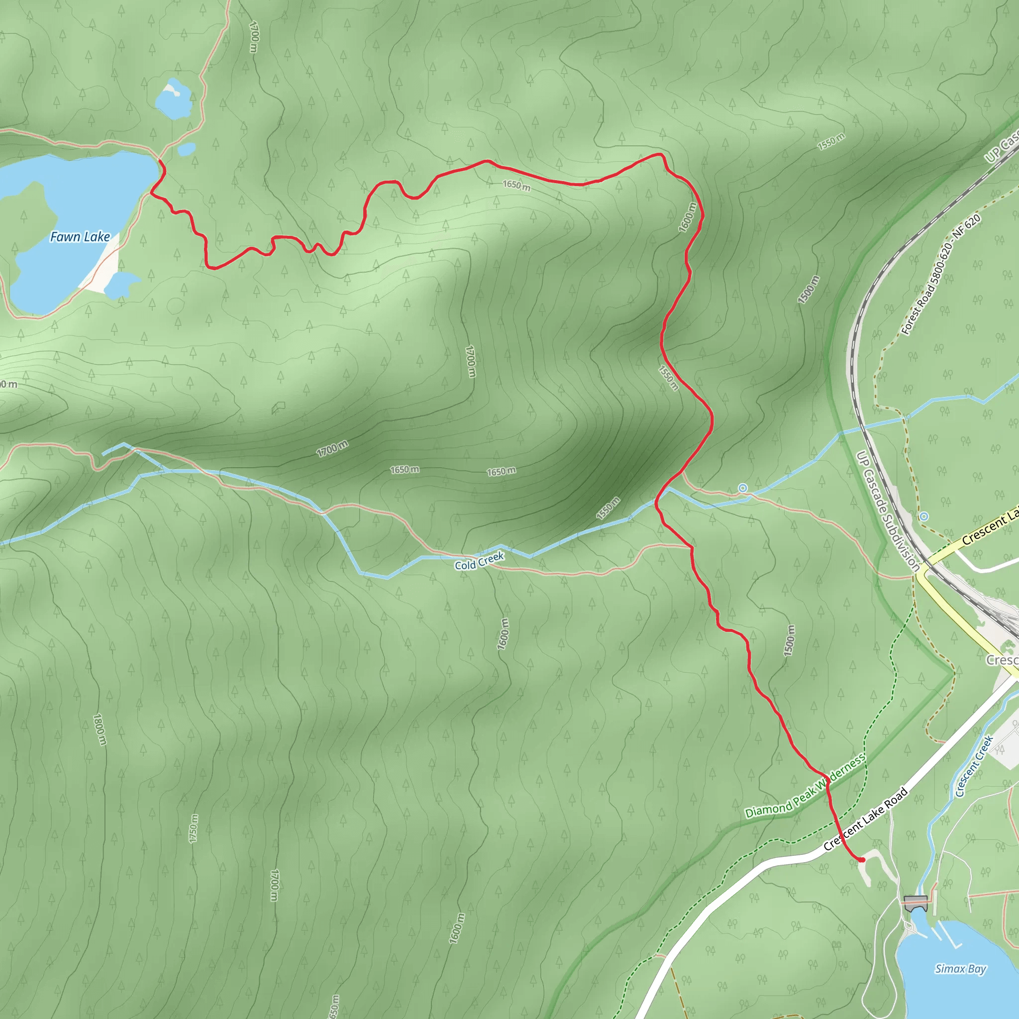 Fawn Lake Trail mobile static map
